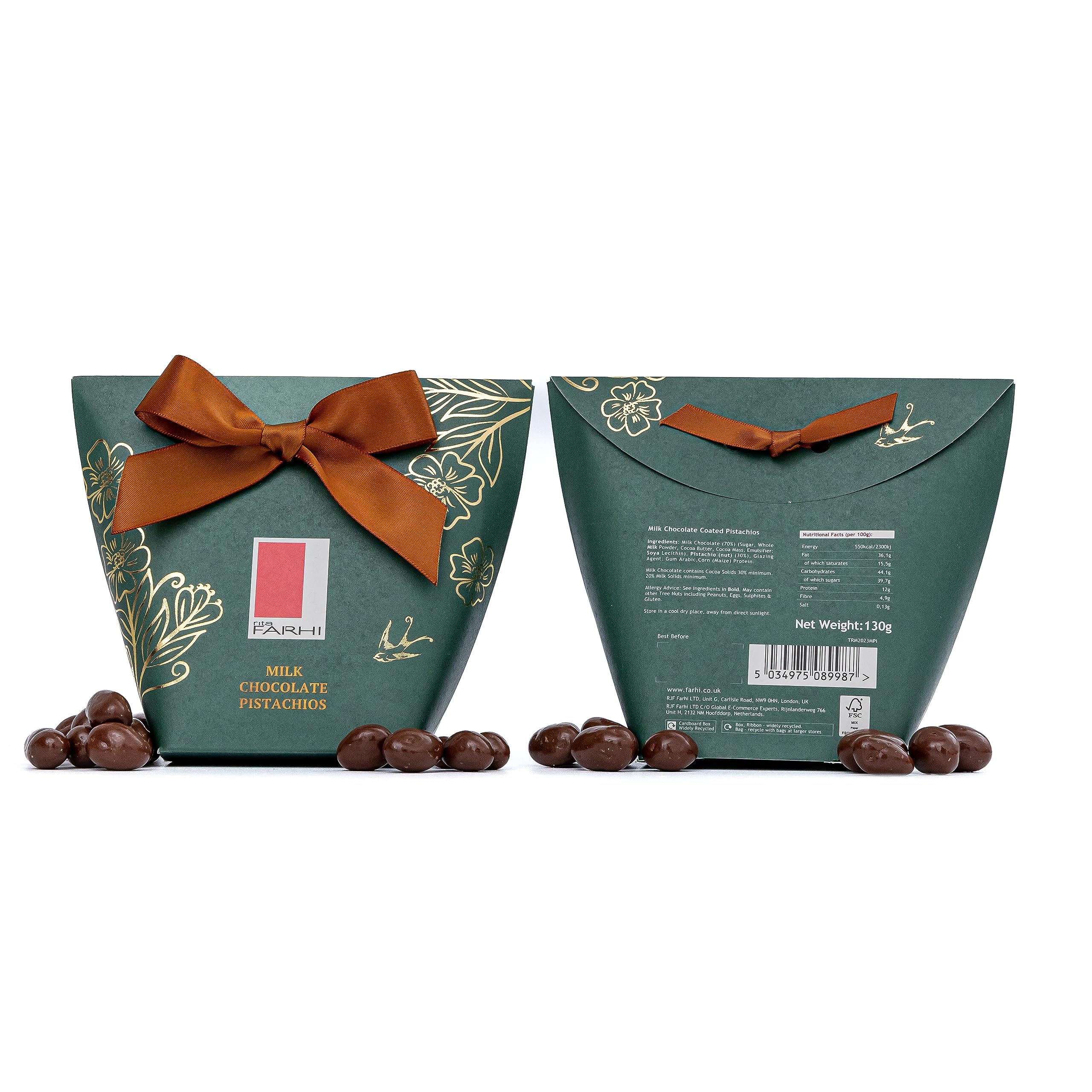 Rita Farhi Milk Chocolate Pistachios Gift Box | 130g | Handcrafted in Britain 2
