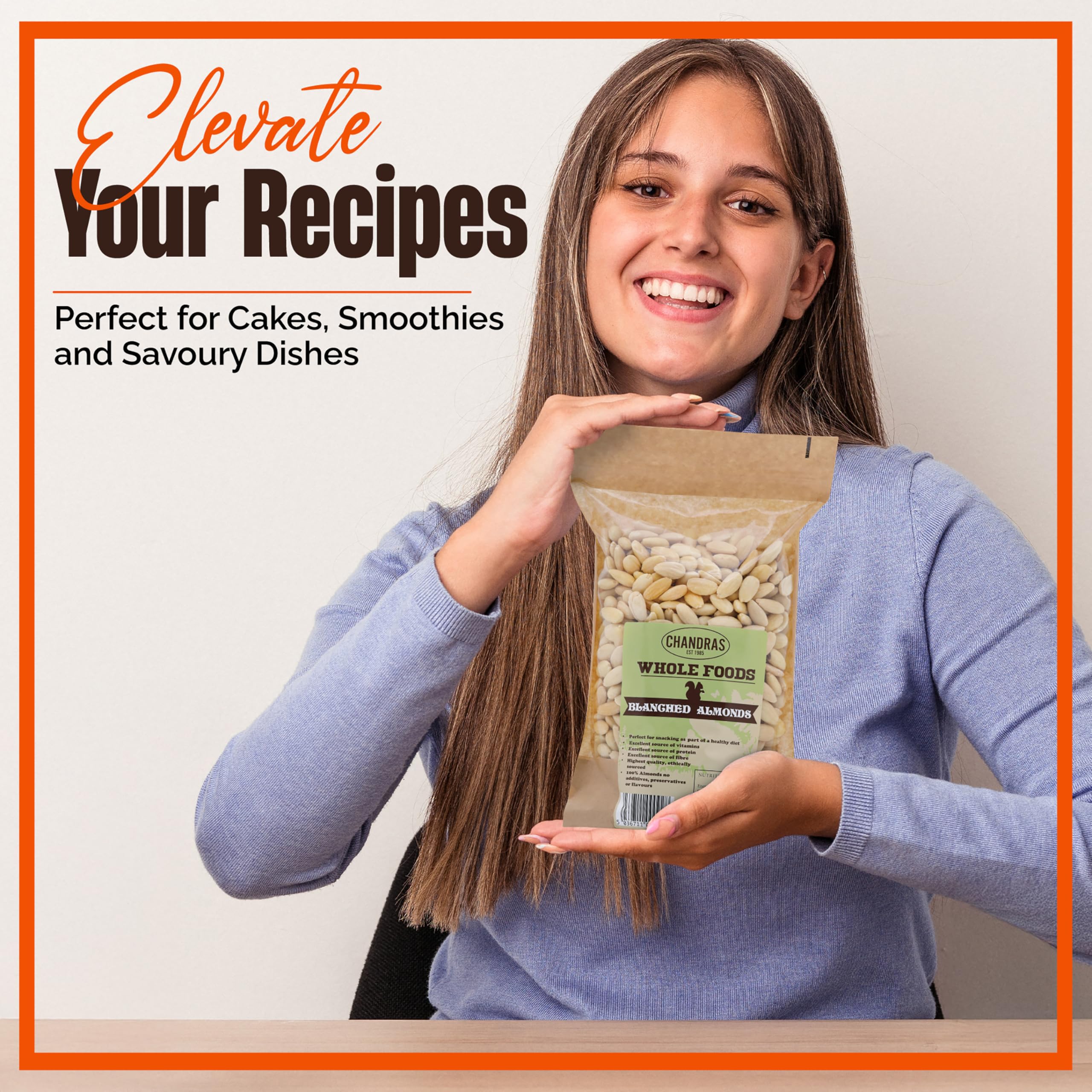 Chandra Whole Foods – Blanchierte Mandeln 1 kg – Ungesalzene Rohmandeln aus Spanien 7