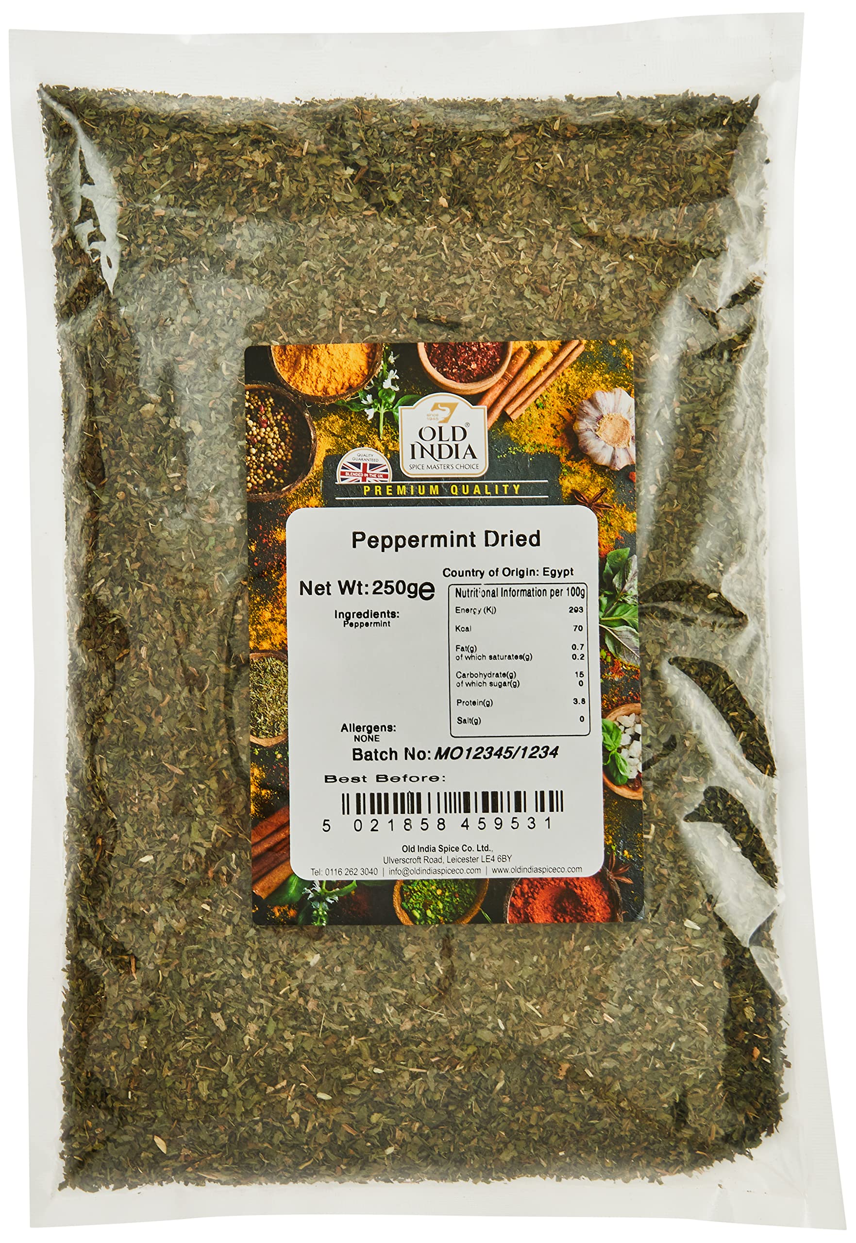 Old India Peppermint Dried 250g - Natural & GMO Free Herb