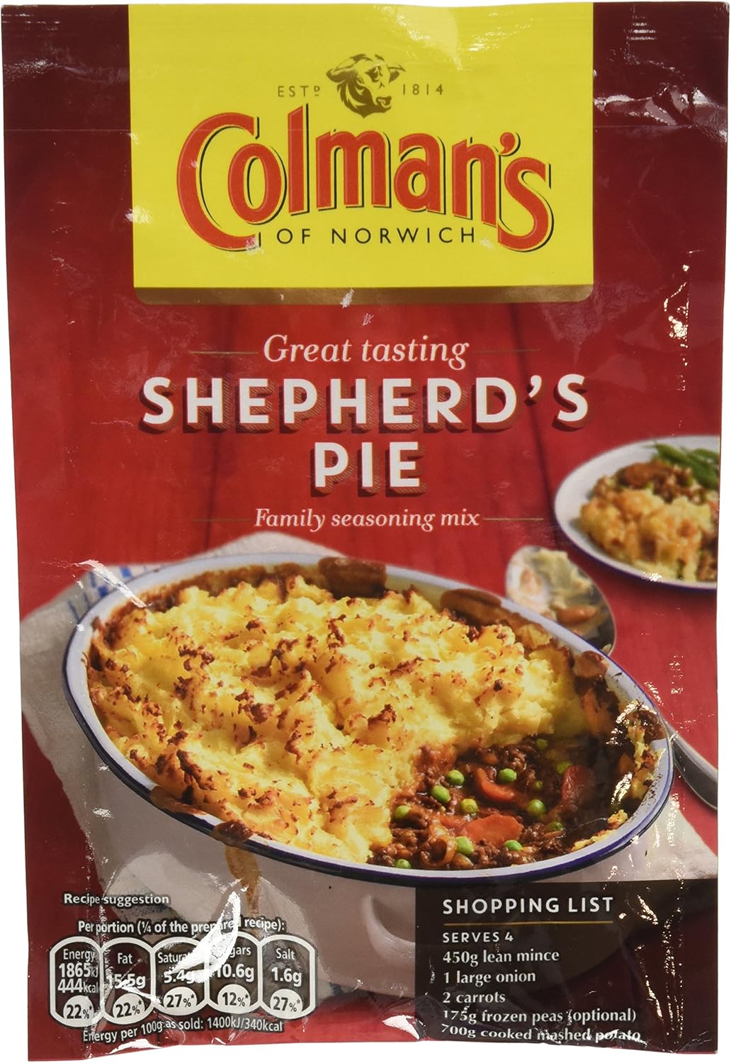Colman's Shepherd's Pie Recipe Mix 50 g - Easy Family Comfort Food Meal Kit