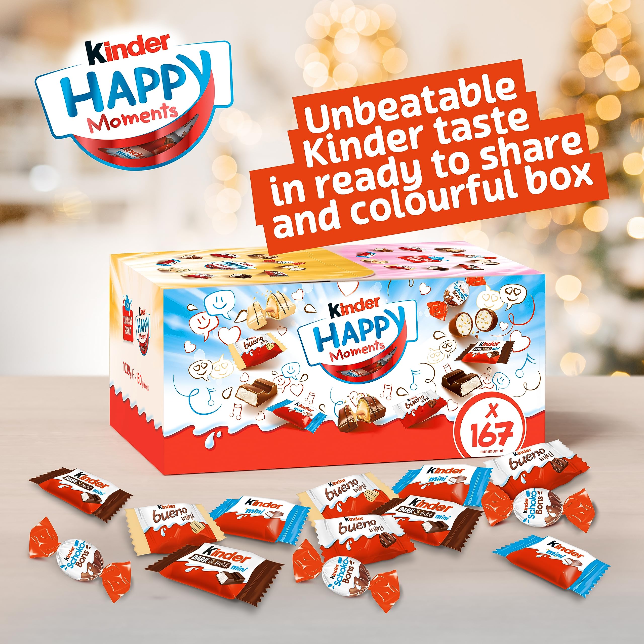 Kinder Happy Moments Exclusive Chocolate Gift Box - 1kg Bulk Share Pack with Assorted Minis 5