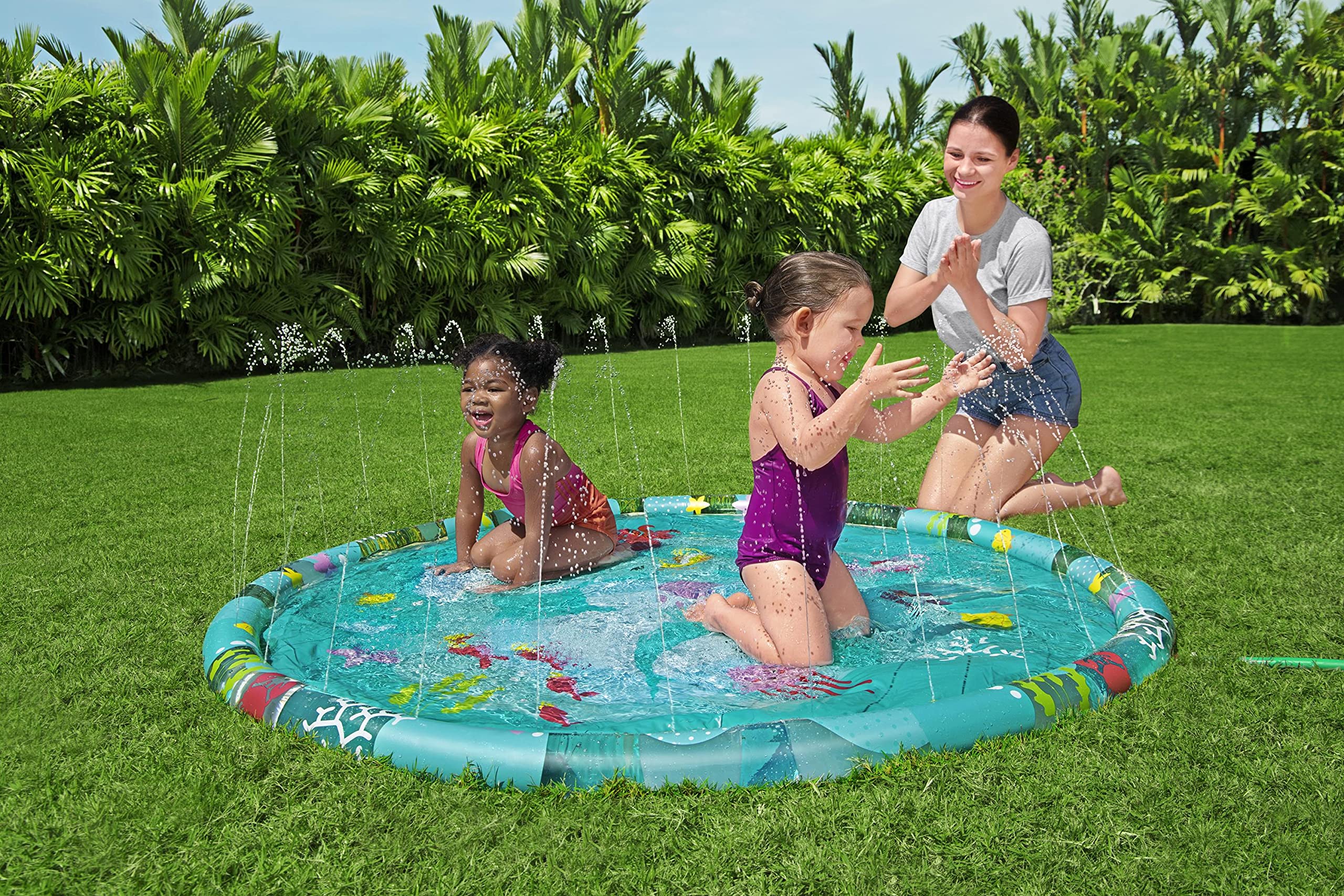 Bestway Marine-Life Sprinkler Splash Pad - 1.65m x 1.65m Outdoor Water Play for Kids