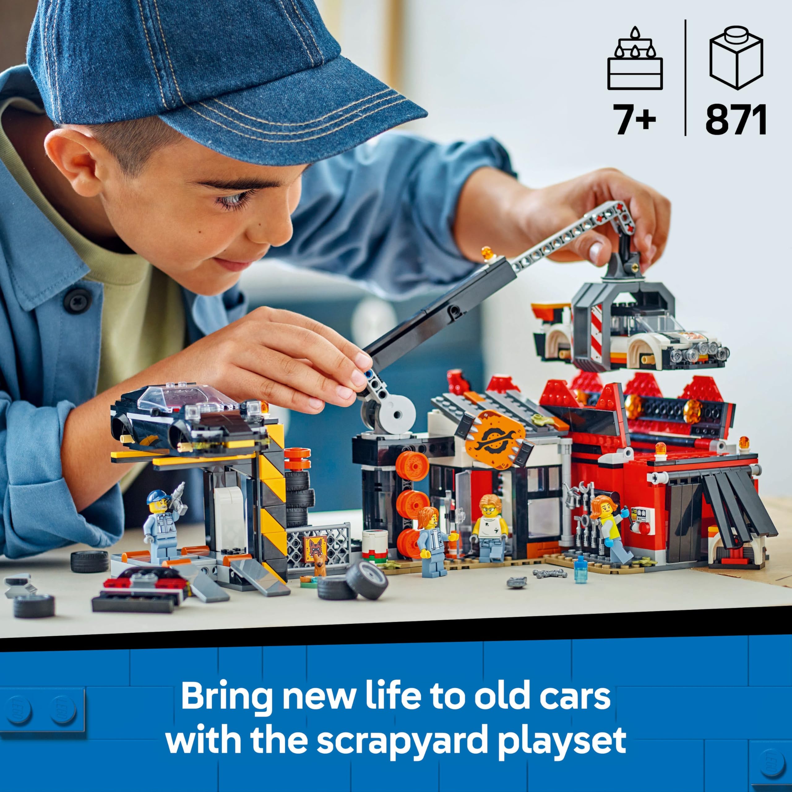 LEGO City Scrapyard with Cars - Construction Toy with Crane, Crusher & 871 Pieces 8