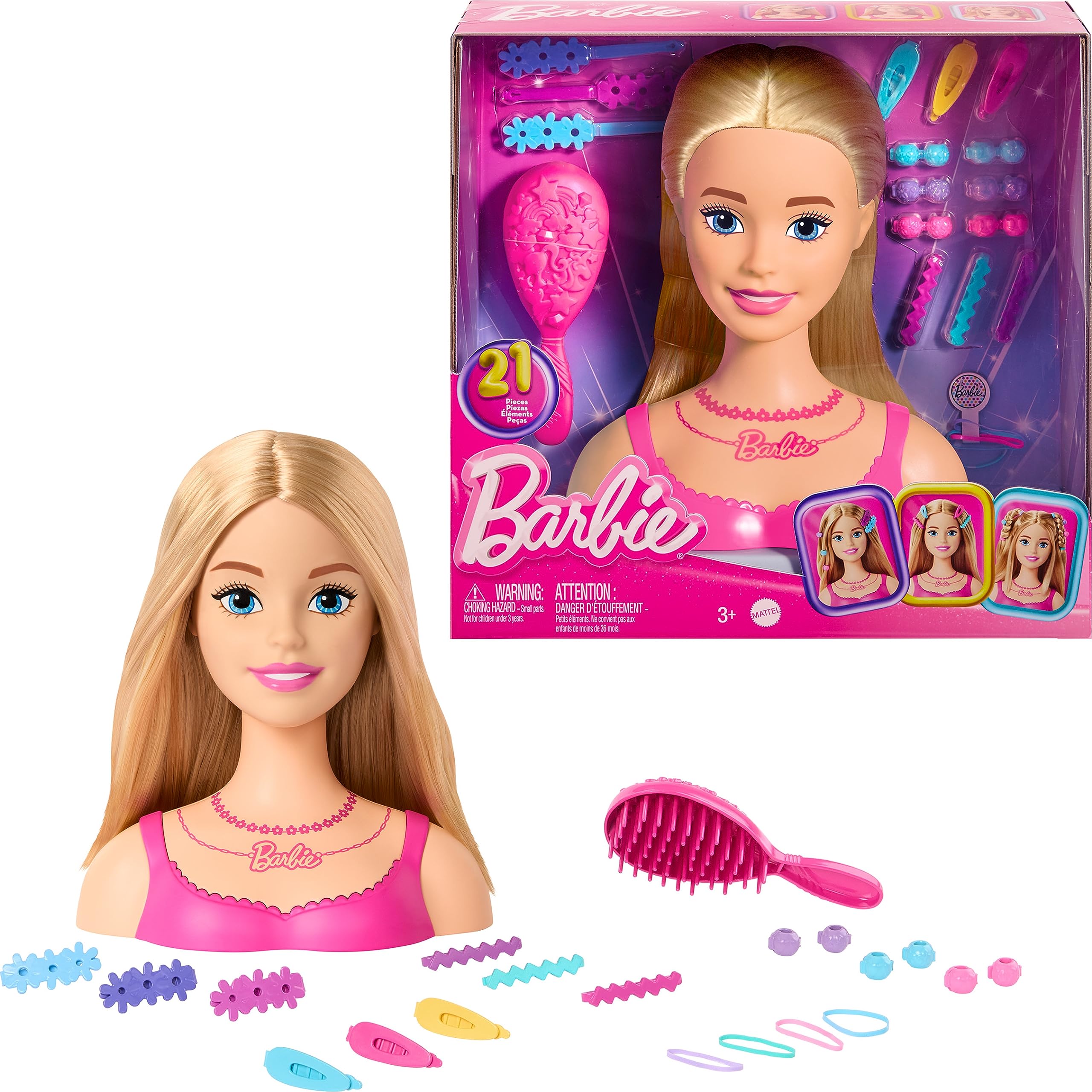 Barbie Doll Styling Head with Blond Hair and 20 Colorful Accessories 8