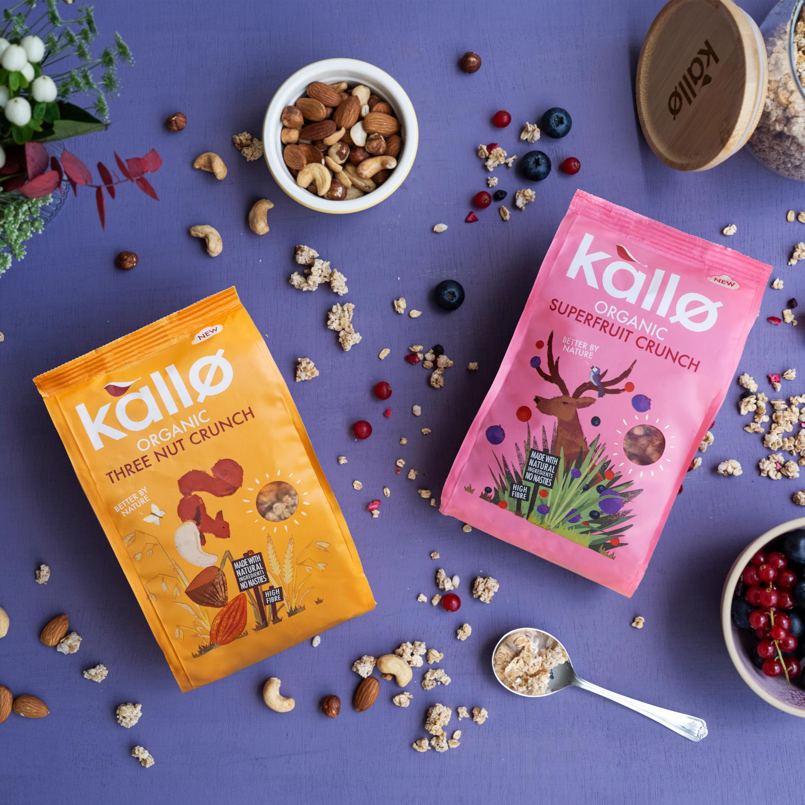 Kallo Crunchy Superfruit Granola, 360 g – Bio, vegan, ballaststoffreich mit Blaubeeren, Cranberries und schwarzen Johannisbeeren 6