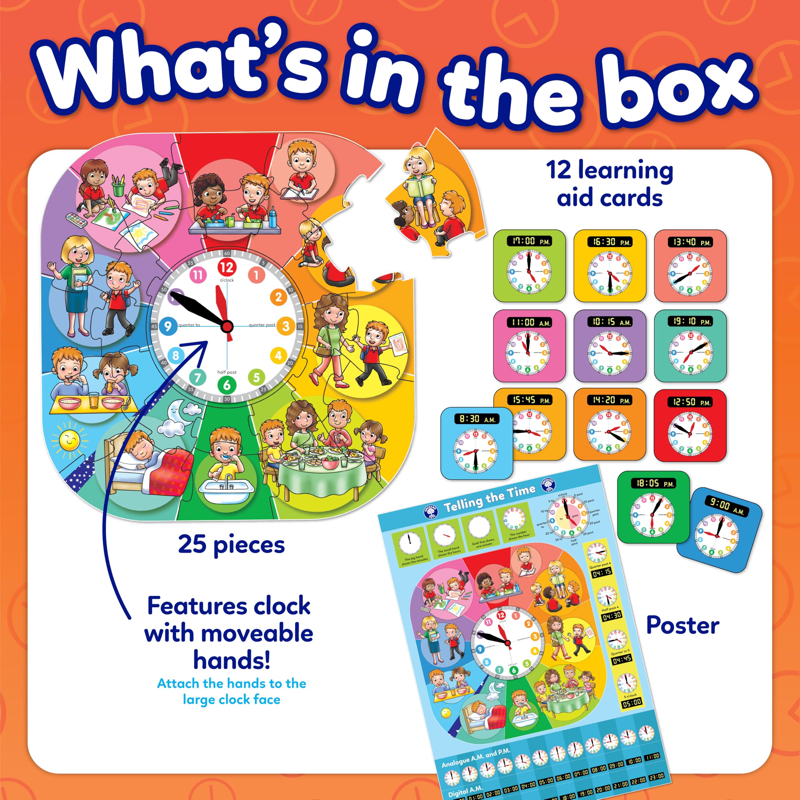 Orchard Toys Tell the Time Puzzle - Educational Clock Learning Toy | 24 Pieces | Ages 3+