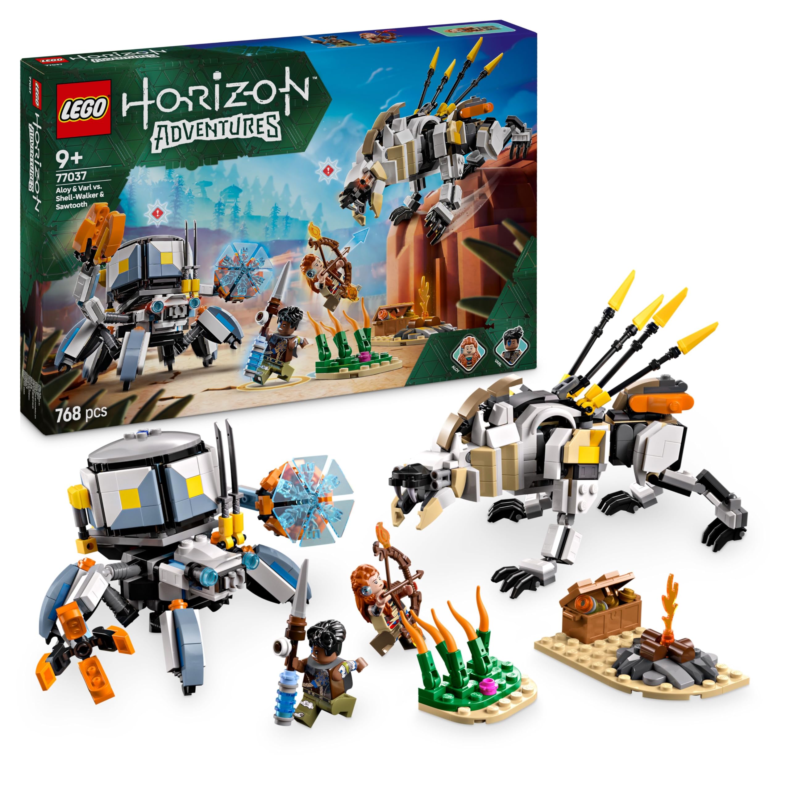 LEGO Horizon Adventures Aloy & Varl vs. Shell-Walker & Sawtooth Building Set 77037 | 768 Pieces | Ages 9+ 1