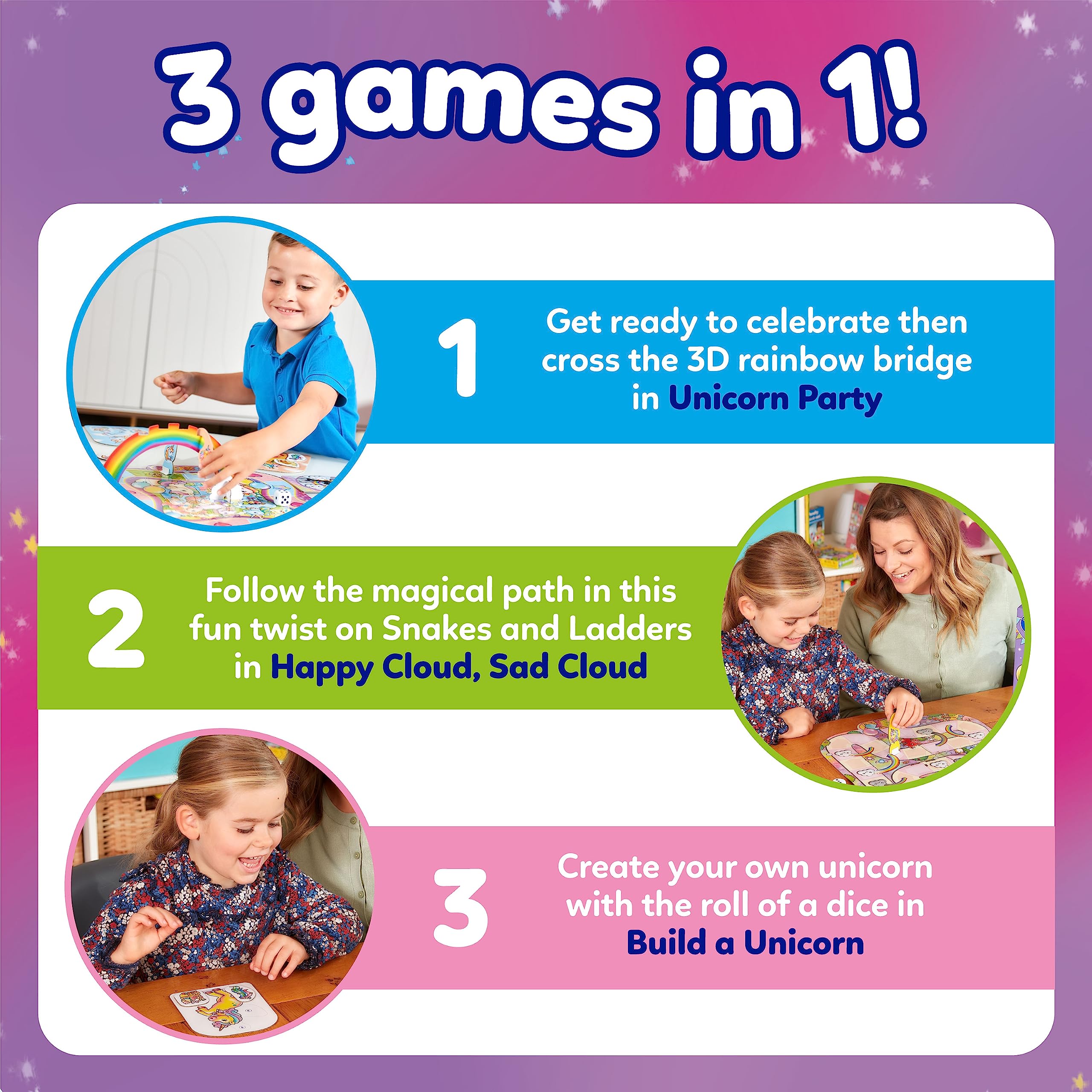 Orchard Toys Unicorn Fun! 3-in-1 Board Game 4