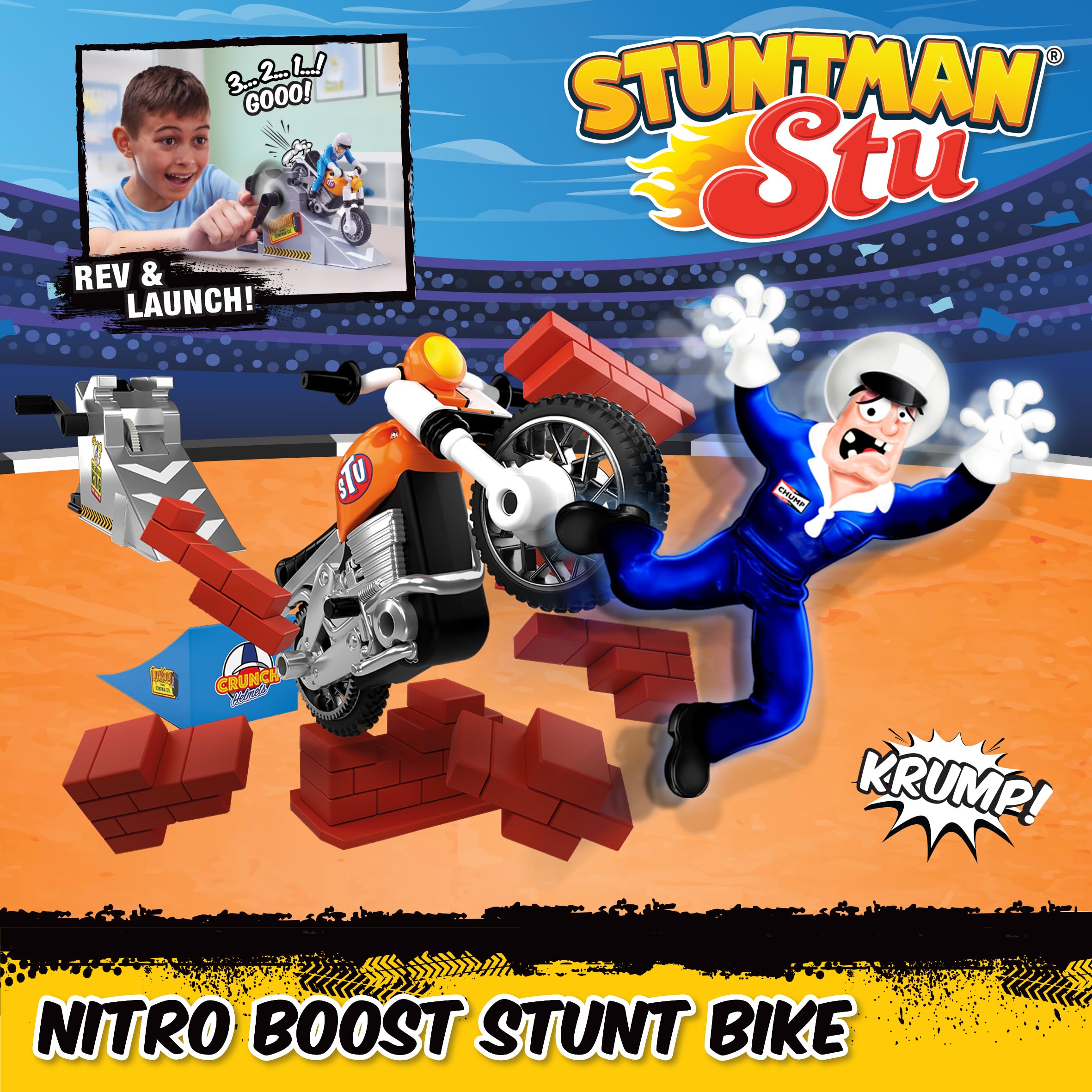 Stuntman Stu Nitro Boost Stunt Bike - Rev, Zoom & Jump Playset for Kids 5+ 7