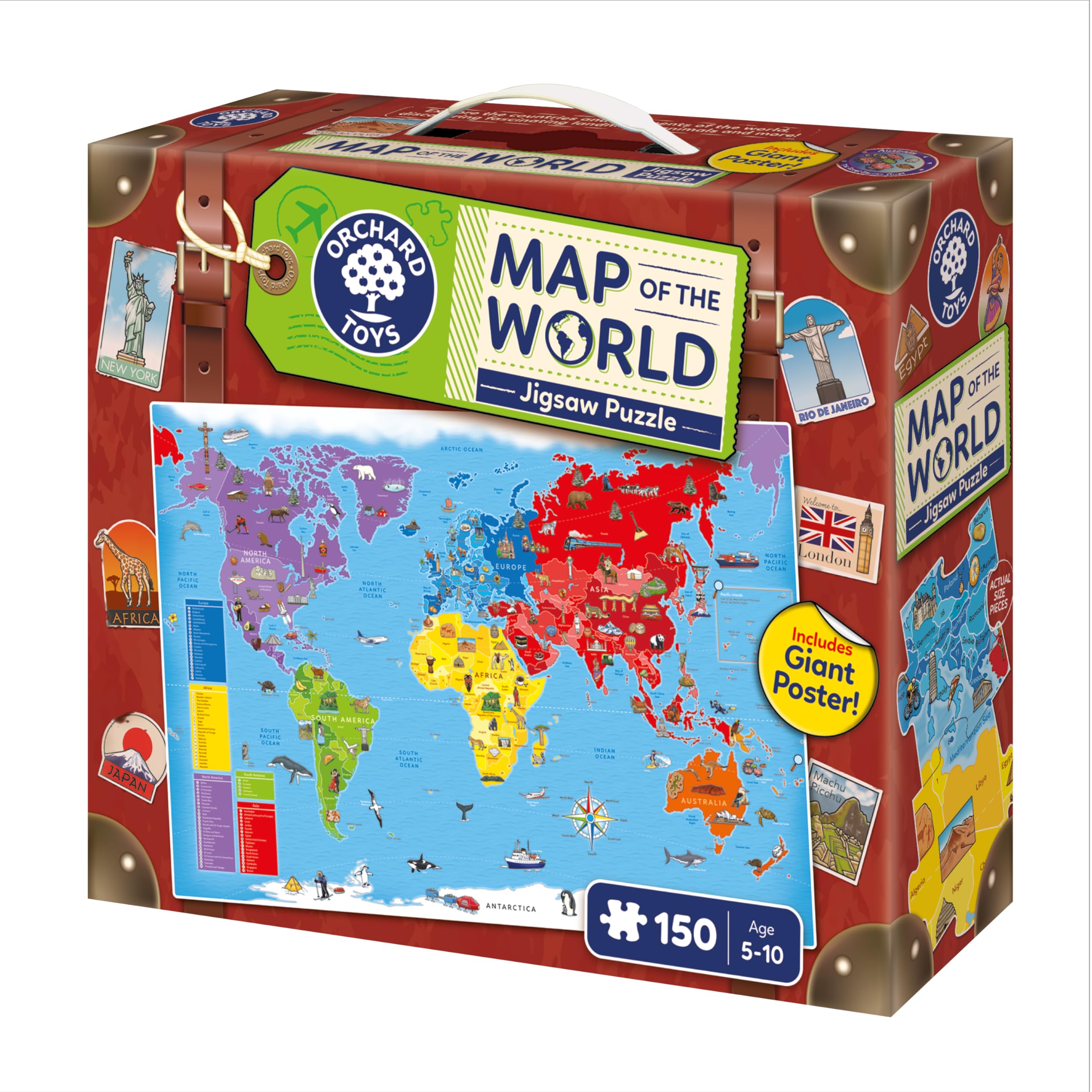Orchard Toys Map of the World 150-Piece Jigsaw Puzzle with Giant Poster