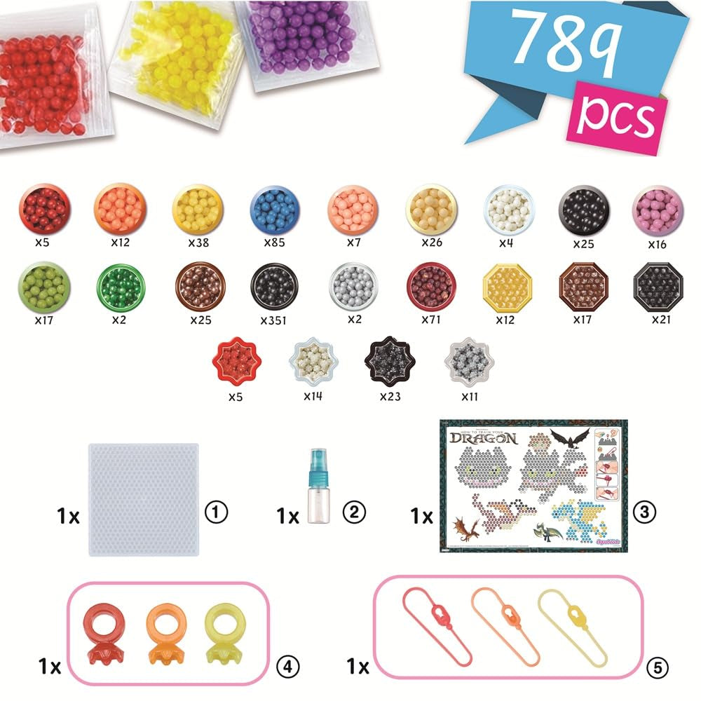 Aquabeads How to Train Your Dragon Craft Kit - 700 Beads & Keychain Accessories for Kids 4+ 5