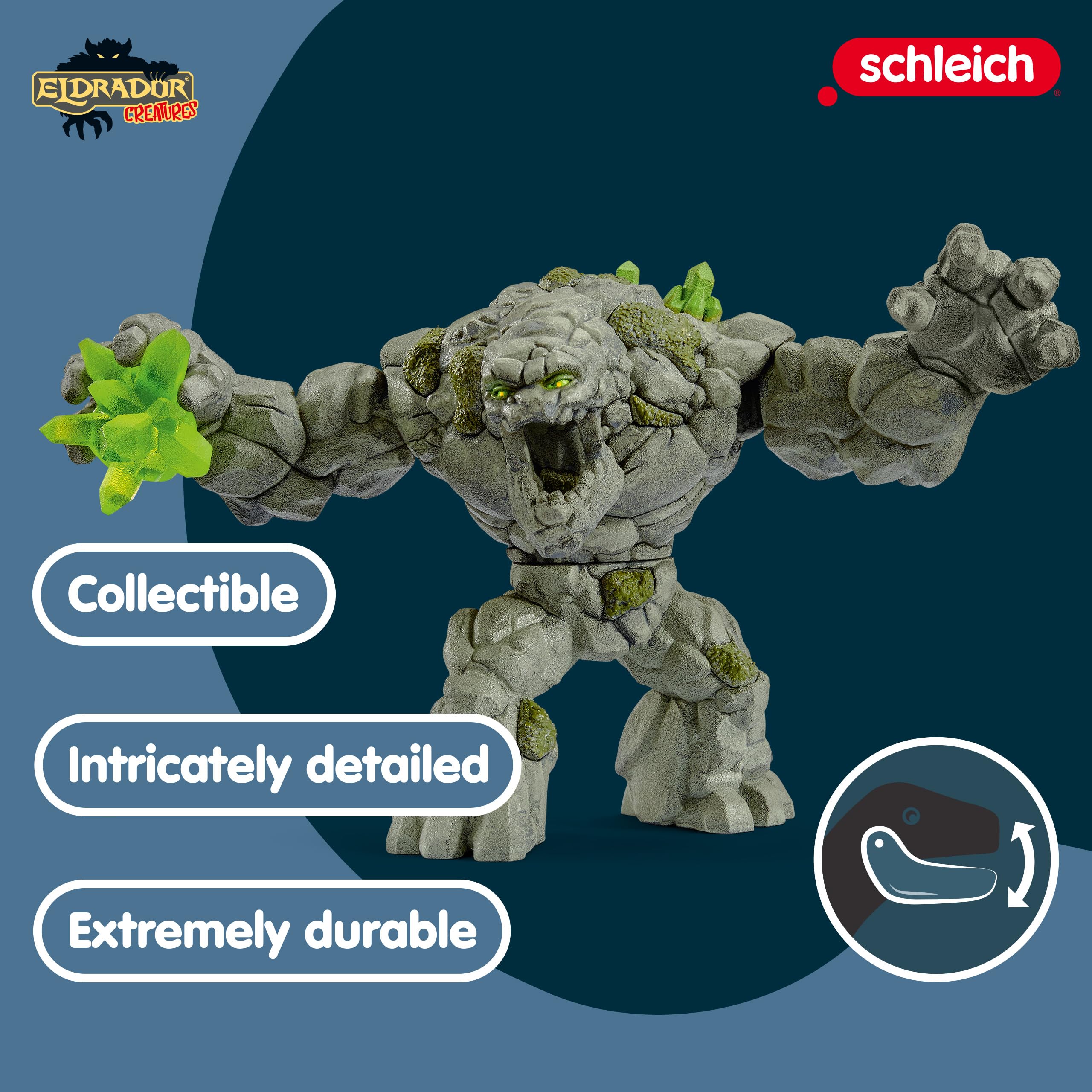 Schleich Eldrador Creatures Stone Monster - 8" Movable Action Figure with Crystal - Fantasy Playset for Kids 3+ 10