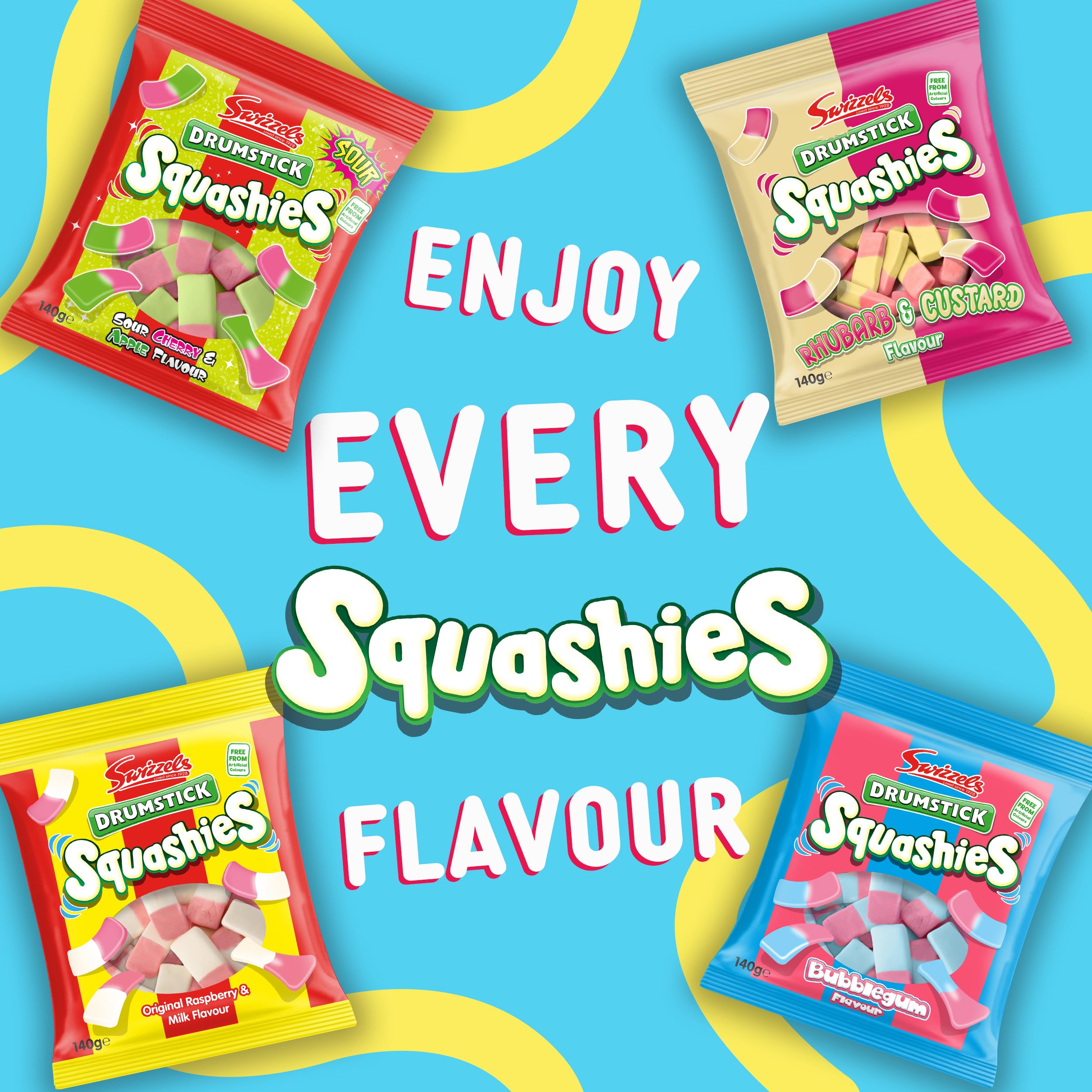 Swizzels Drumstick Squashies Original Sweets - Raspberry 140g 6