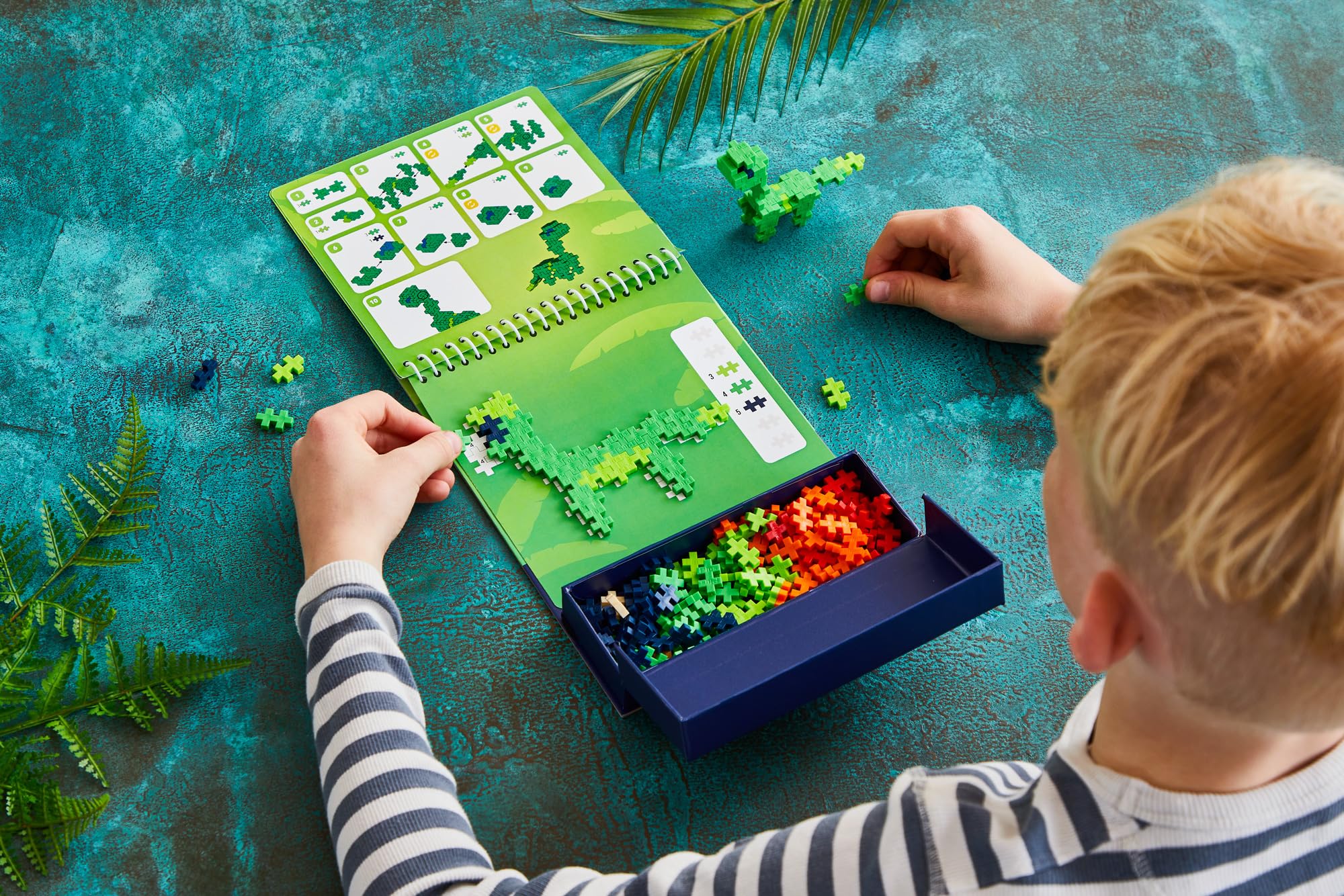 PLUS PLUS Puzzle by Number Activity Pad Dinosaur Mosaic Kit | 125 Pieces | Ages 5-12 7