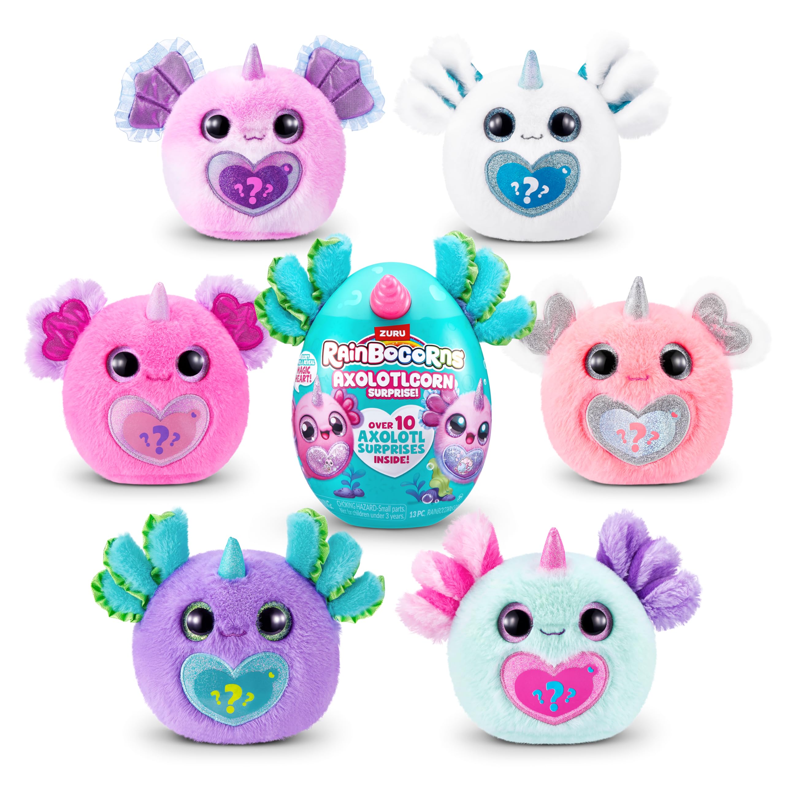 Rainbocorns Axolotlcorn Surprise - Collectible Plush Toy with Hug-to-Hatch Egg, Flowy - Ages 3+ 6