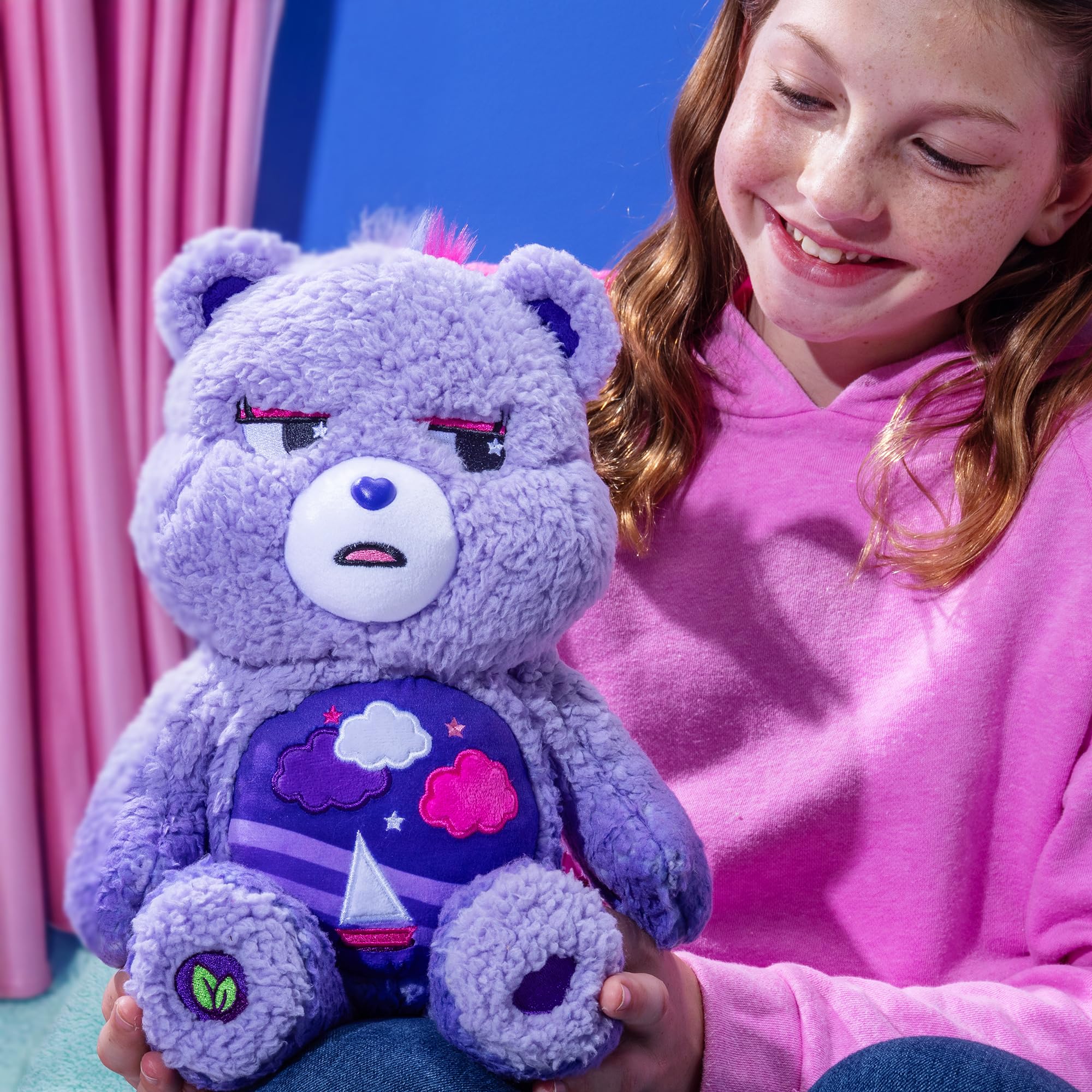 Care Bears Stormy Heart Bear 35cm Plush - Soft Eco-Friendly Toy with Belly Badge, Purple 5