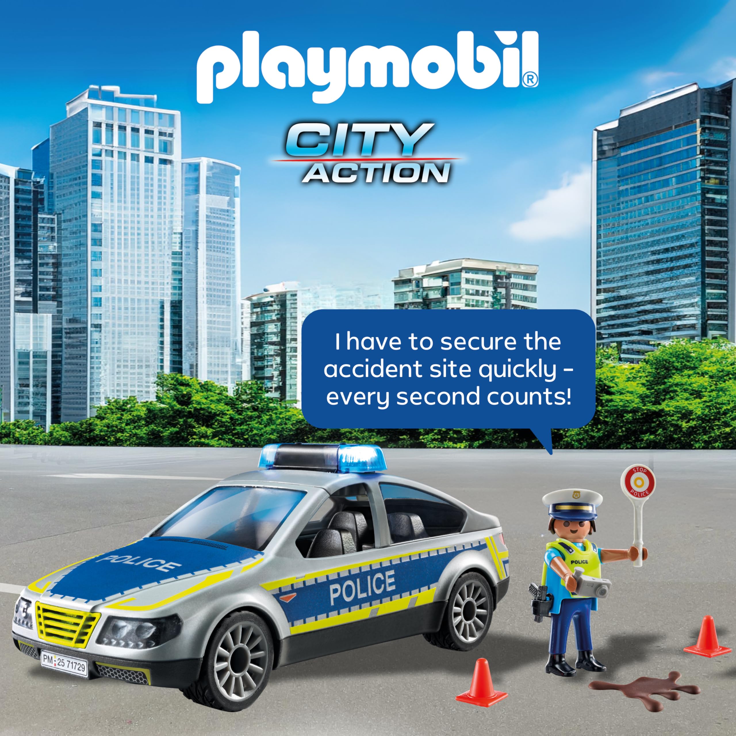 Playmobil Action Heroes Police Patrol Car - Vehicle Playset for Kids 4+ 5