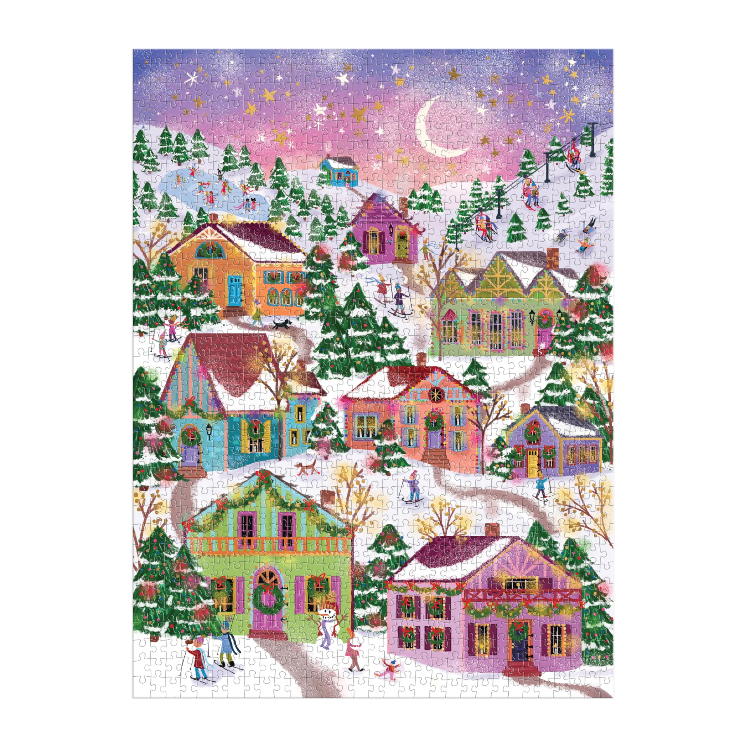 Galison Snowcap Village - 1000 Piece Foil Puzzle by Joy Laforme 10