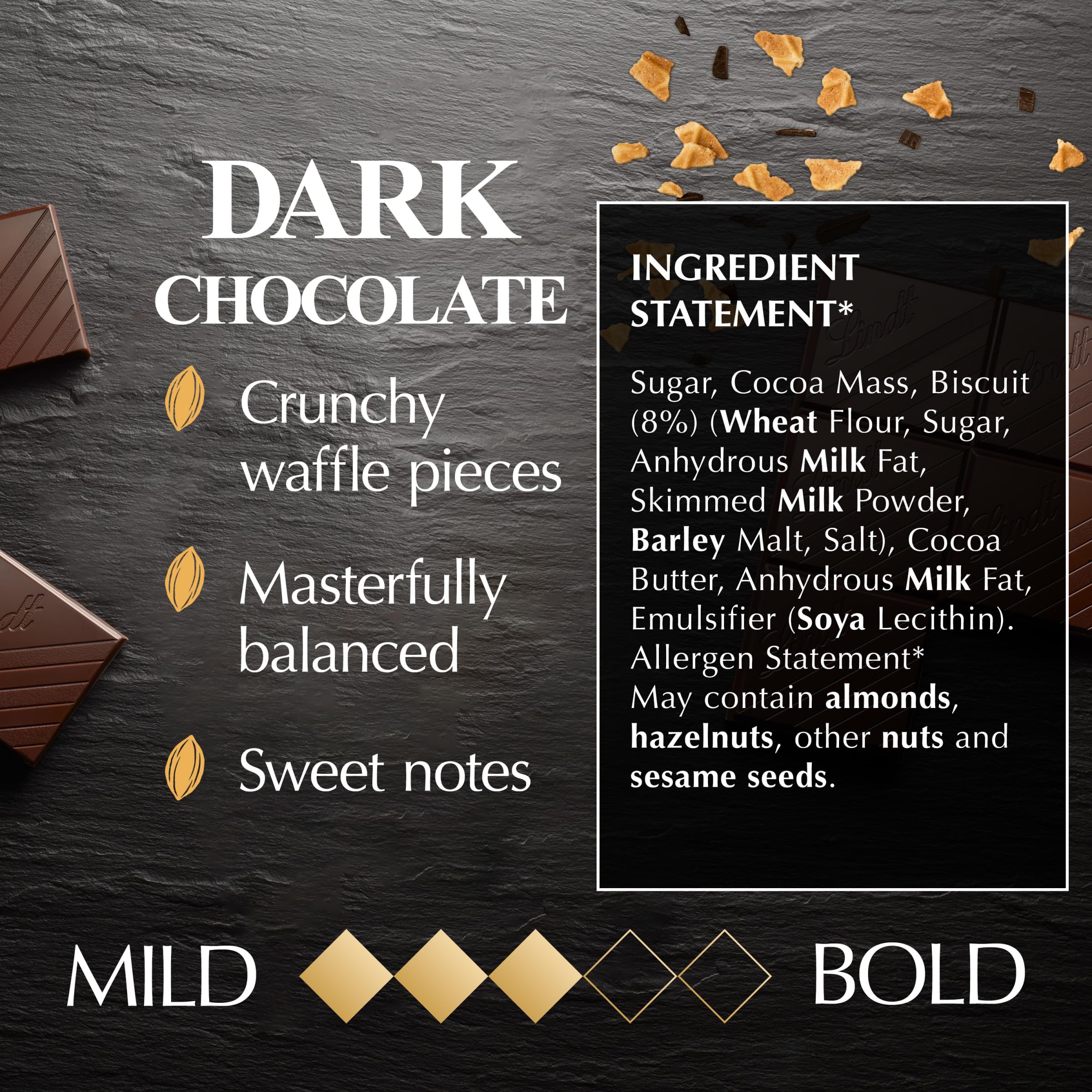 Lindt - Excellence Dunkle Schokolade Knusperwaffel Riegel 100g 5