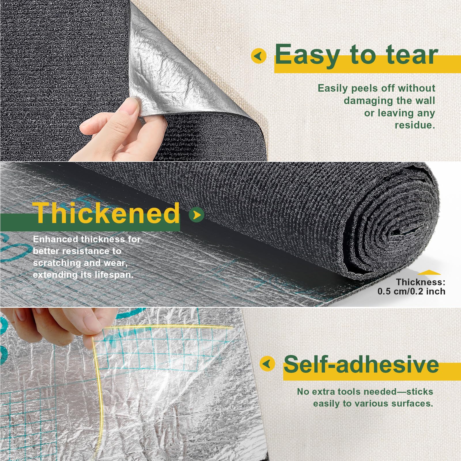 Gimars Thickened Self-Adhesive Cat Scratching Mat - 200 x 40cm Grey Polyester | Furniture Protection 6