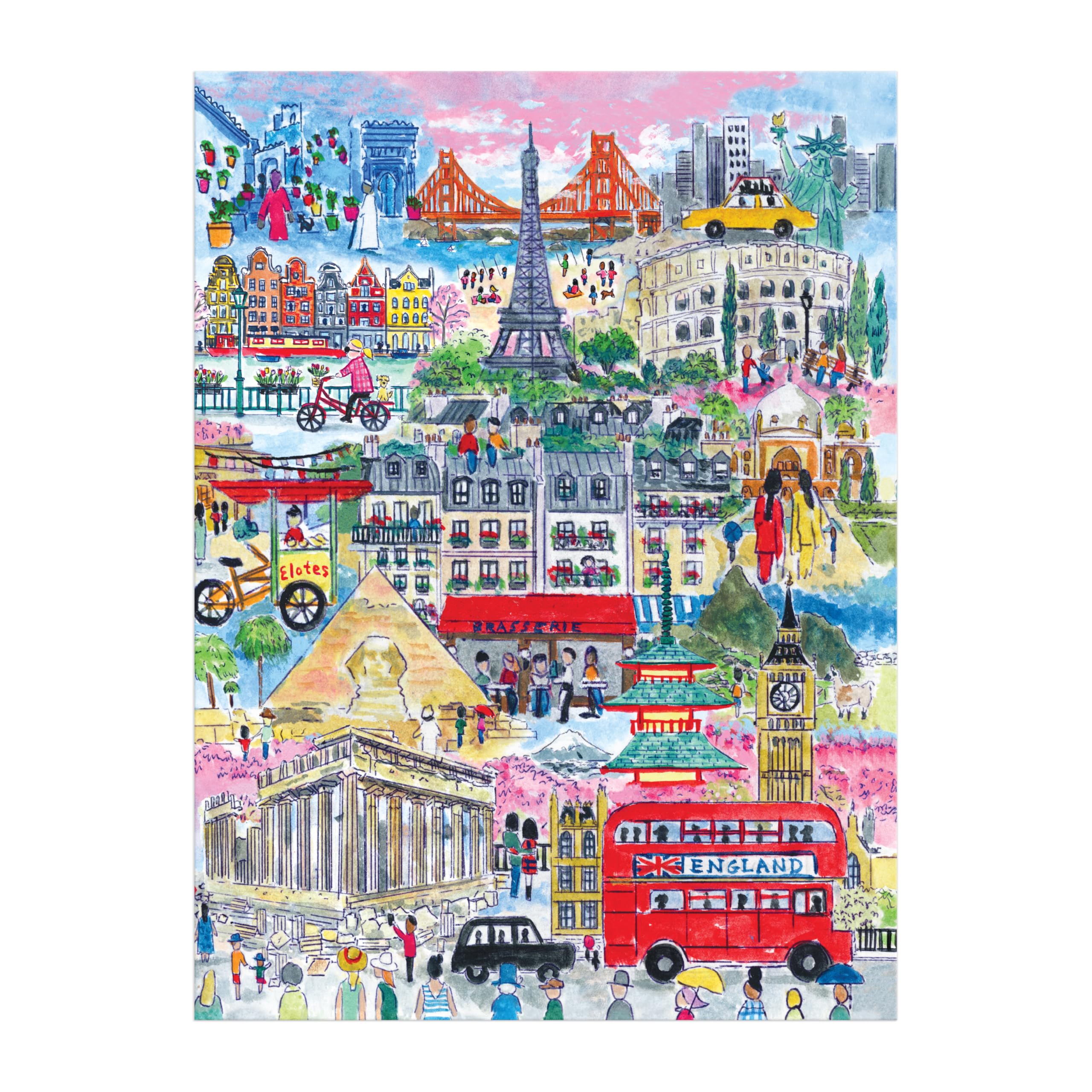 Galison Cities Around The World Jigsaw Puzzle - 1000 Pieces | Vibrant Artwork | 27" x 20"
