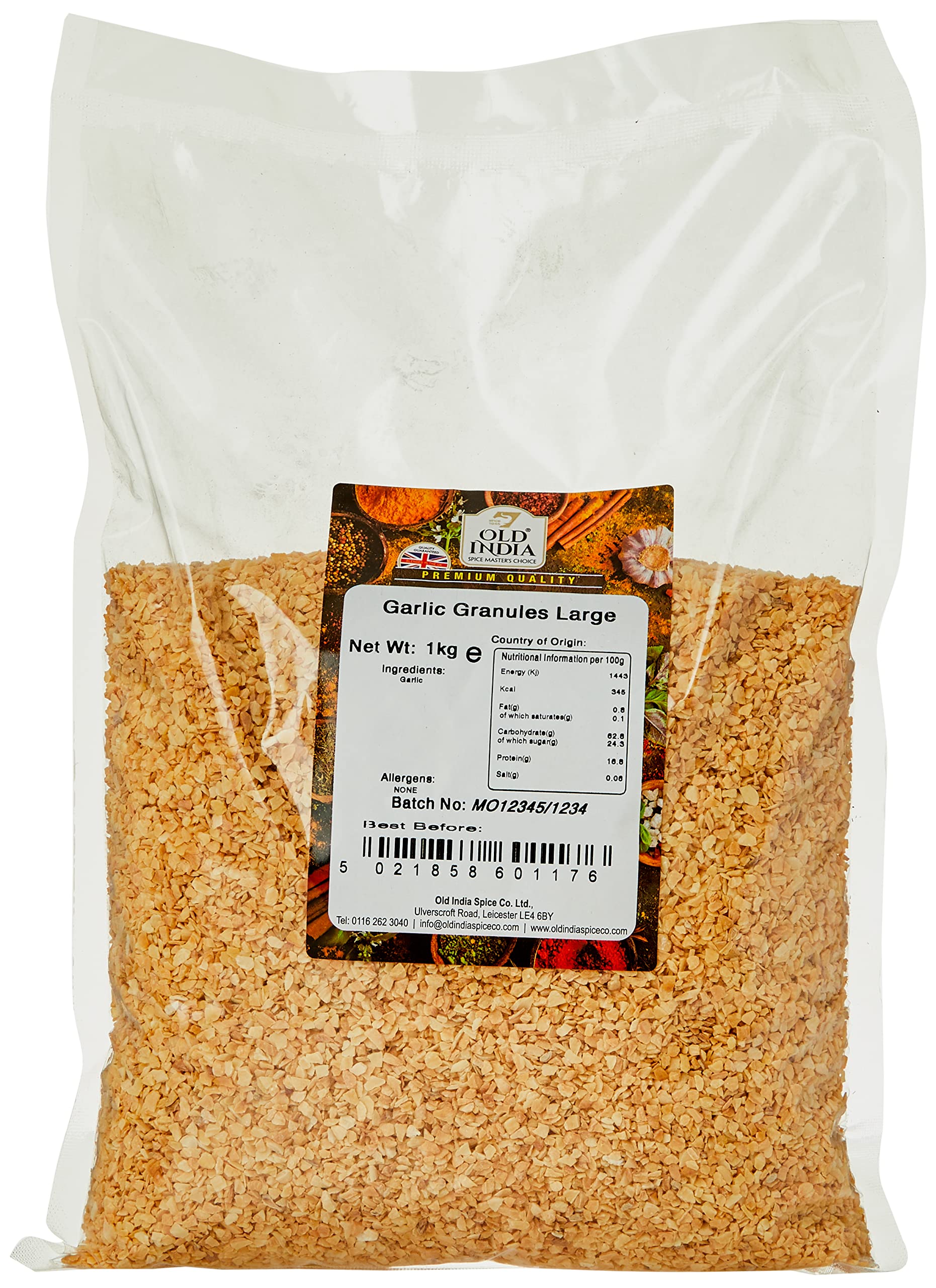 Old India Garlic Granules 1kg - Natural, Additive-Free, GMO-Free Spice for Cooking