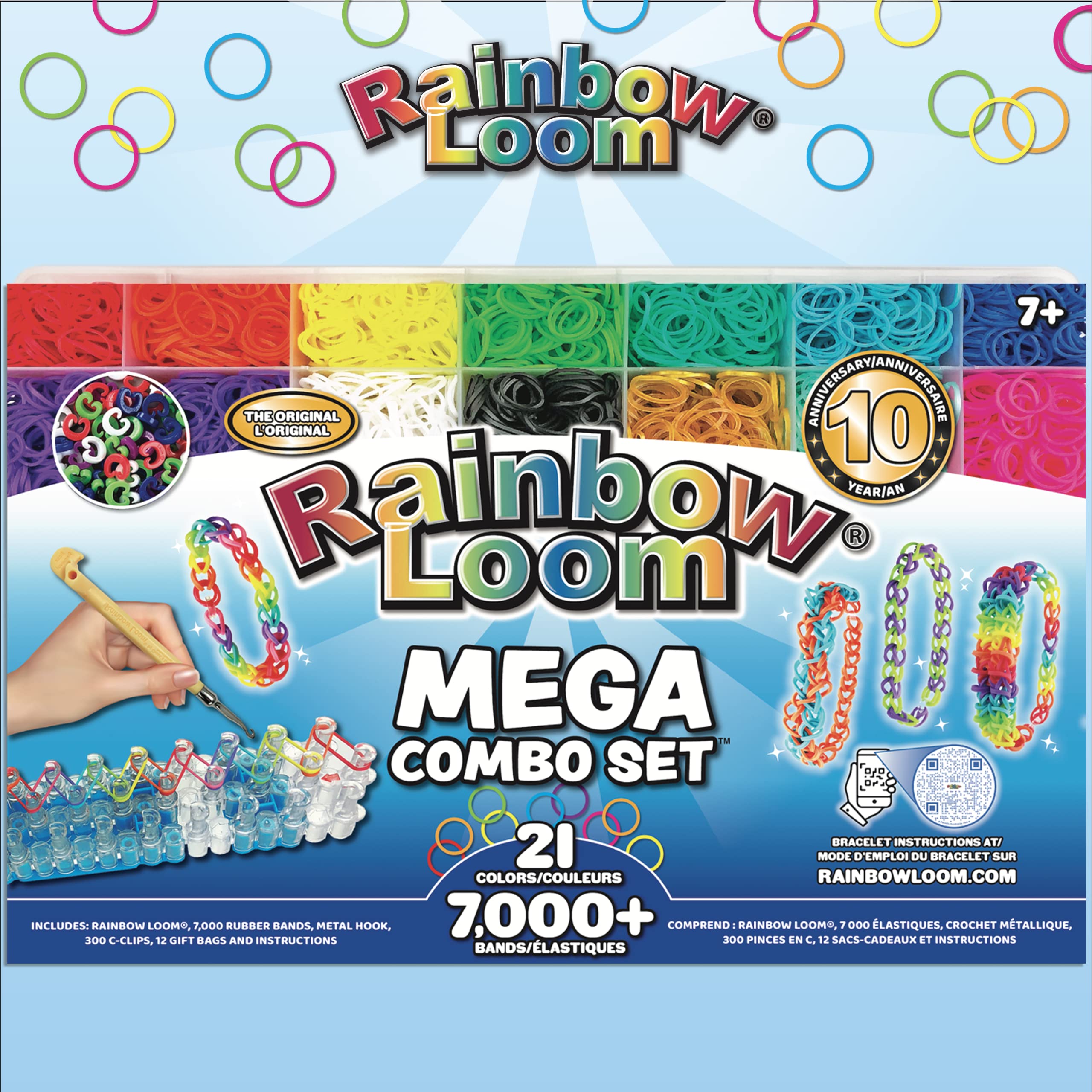 Rainbow Loom Mega Combo Loom Band Kit - 7000 Bands & 300 Clips for Kids 7+ 12