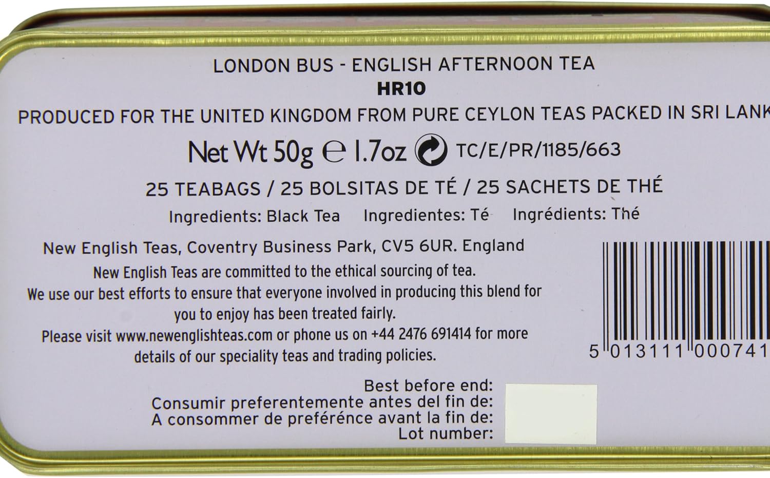 New English Teas London Bus Tea Tin with 25 English Breakfast Teabags 10