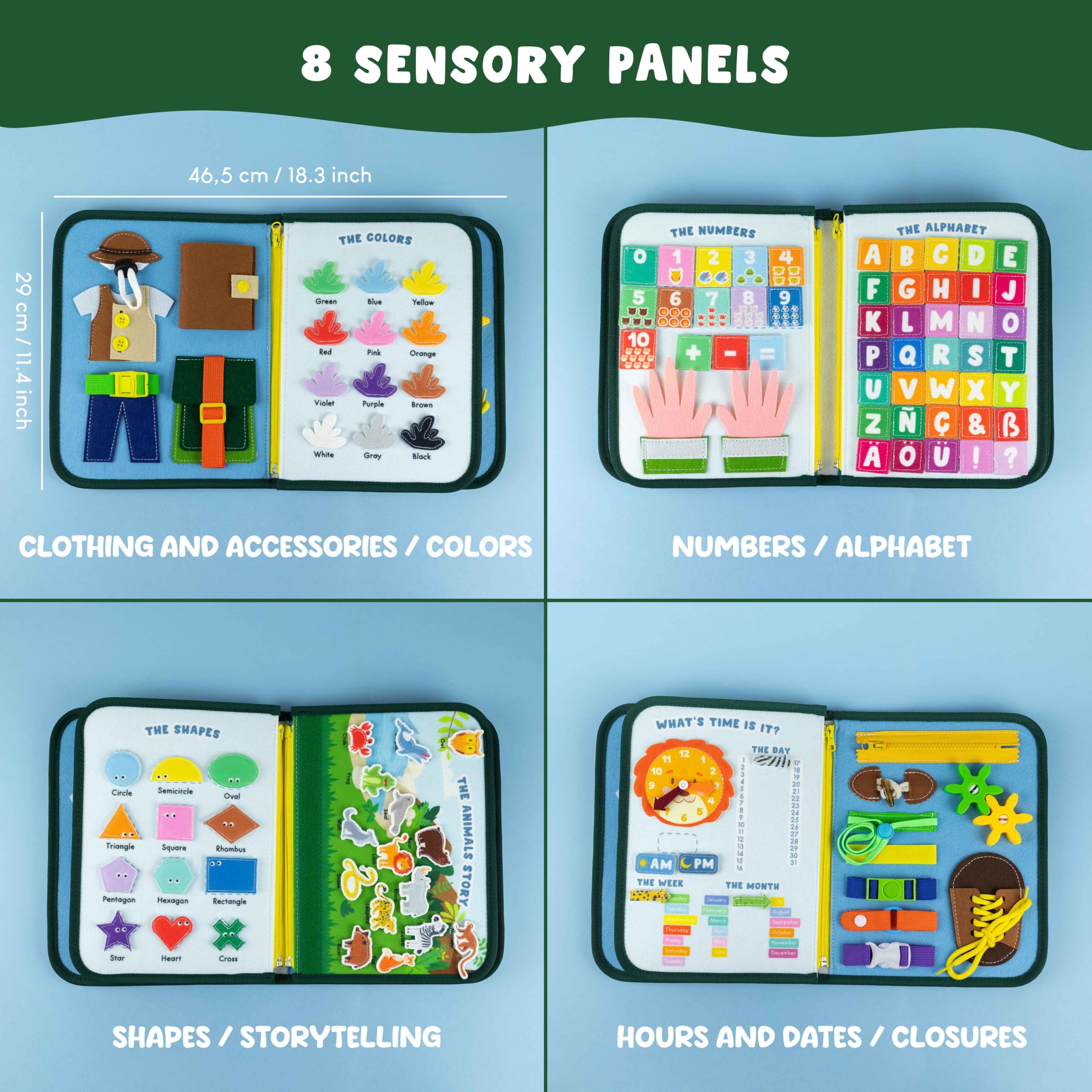 BONNYCO Busy Board for Toddlers - Montessori Educational Toy | 8 Activity Panels | Ages 10 Months+