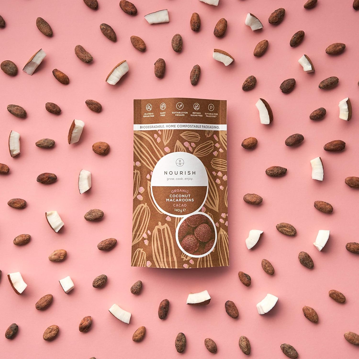 Nourish Bio-Kakao-Kokos-Makronen – Veganer, glutenfreier Keto-Snack 5