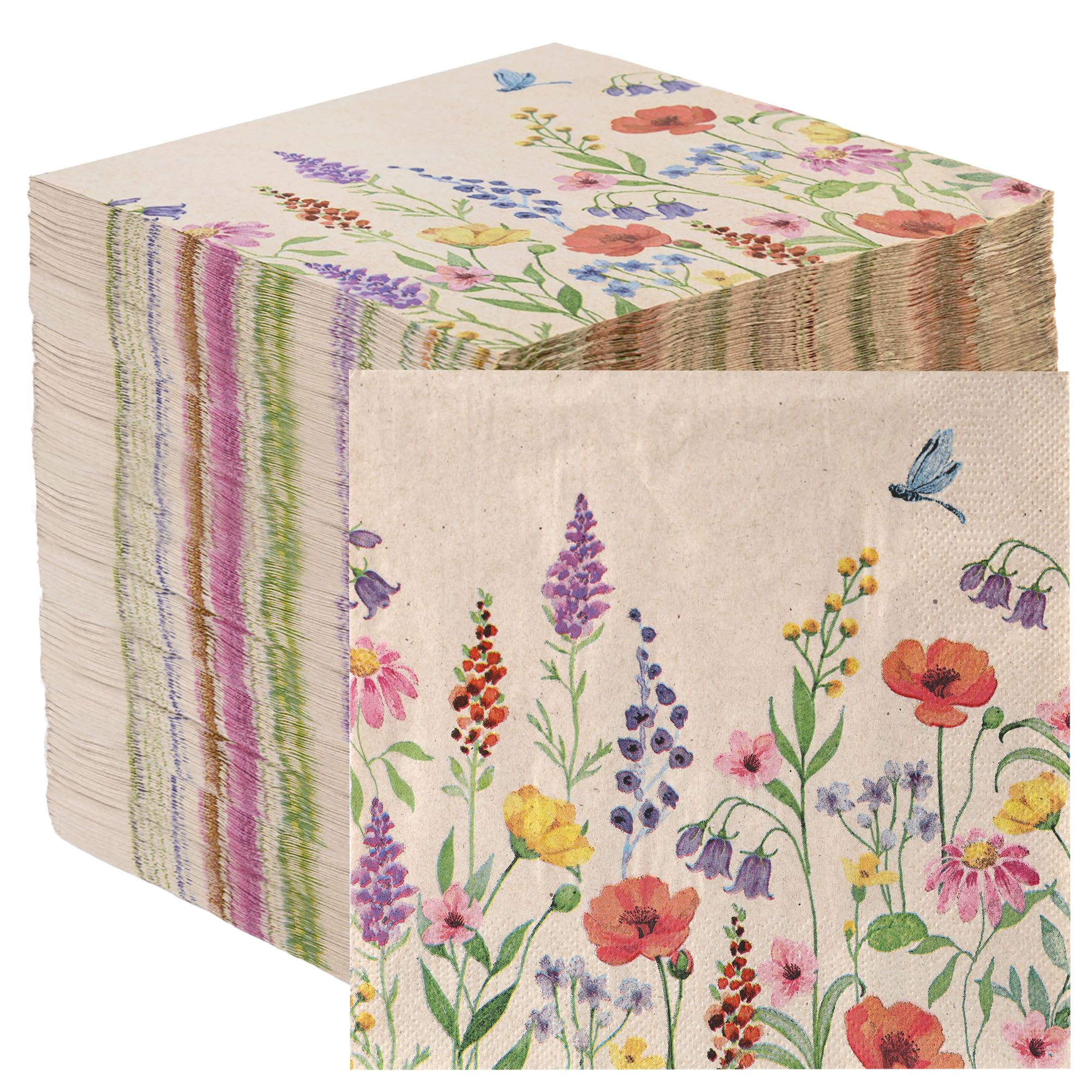 Talking Tables Wildflower Meadow Napkins - 100 Count, 2-Ply Recycled Paper, 33cm Luncheon Size