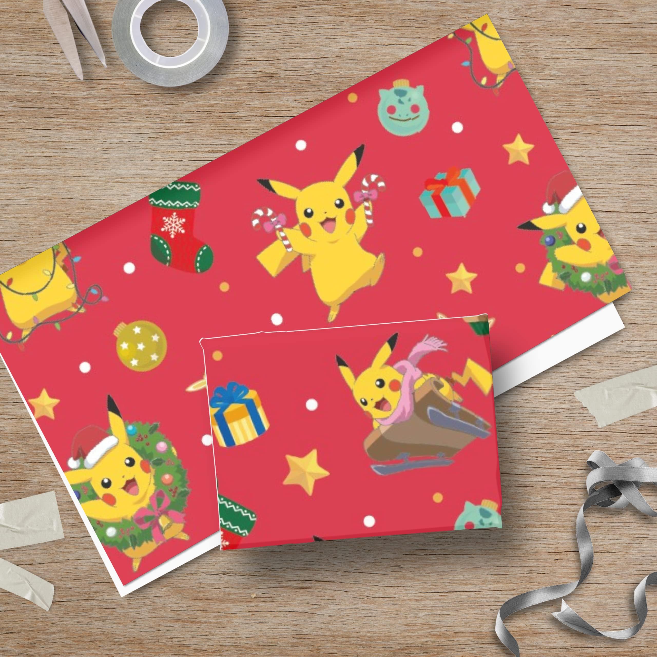 Danilo Promotions Pokemon Christmas Wrapping Paper - 4 Sheets, Pikachu Design | 70cm x 50cm 6