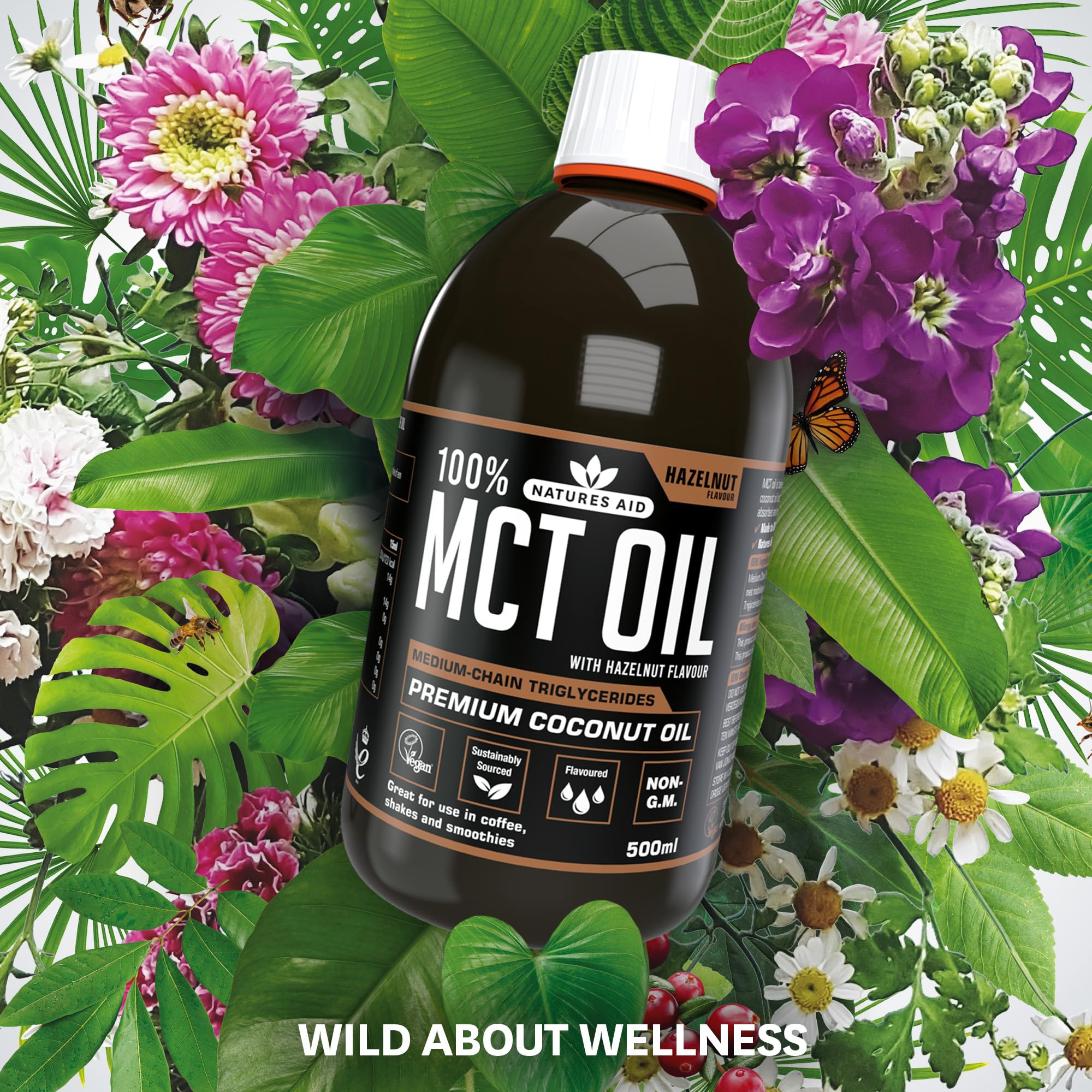 Natures Aid MCT Oil 500ml Hazelnut Flavour - Vegan, Sustainably Sourced from Coconut Oil for Coffee, Smoothies & Dressings 8