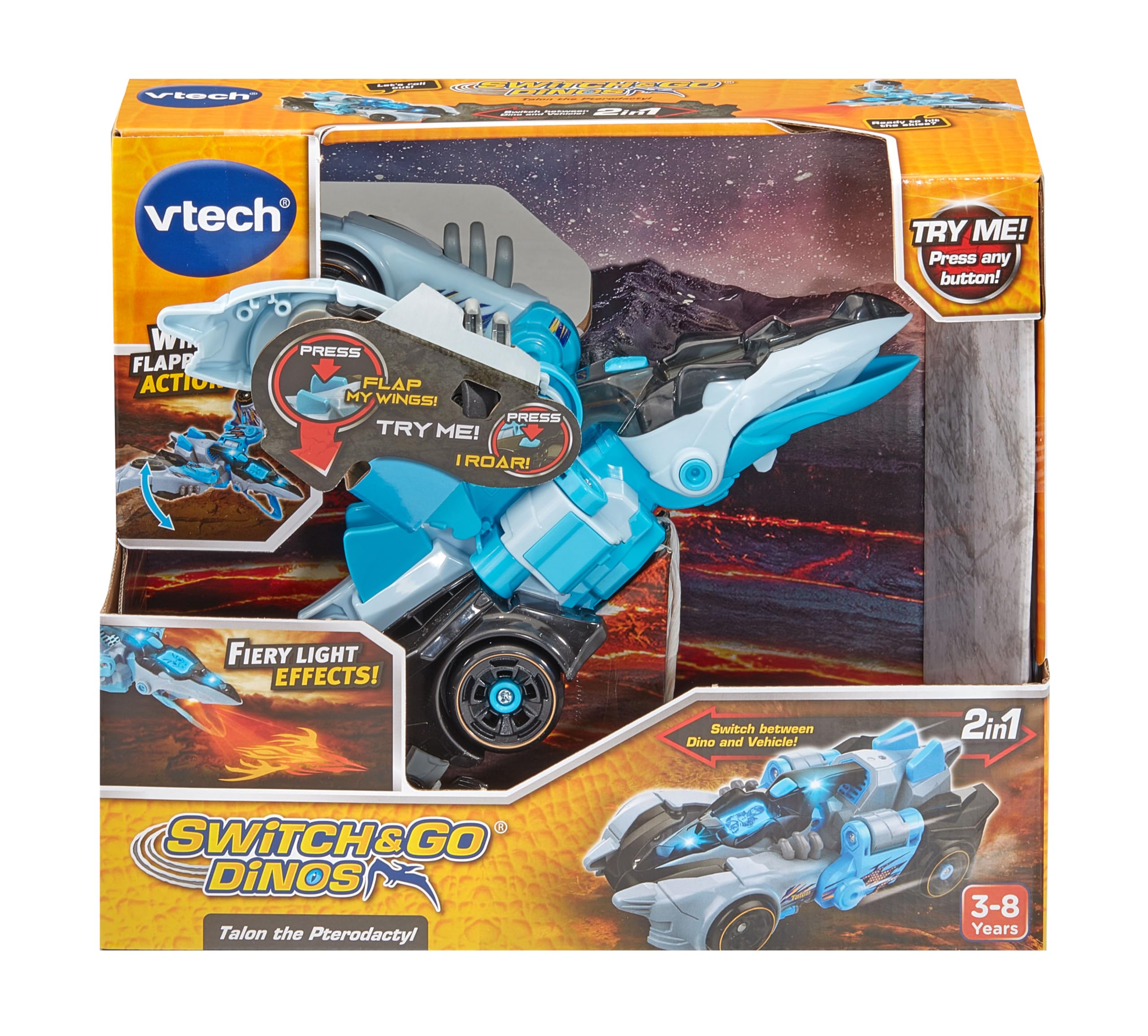 VTech Switch and Go Dinos Talon the Pterodactyl - 2-in-1 Transforming Dinosaur Toy with Lights & Sounds 12
