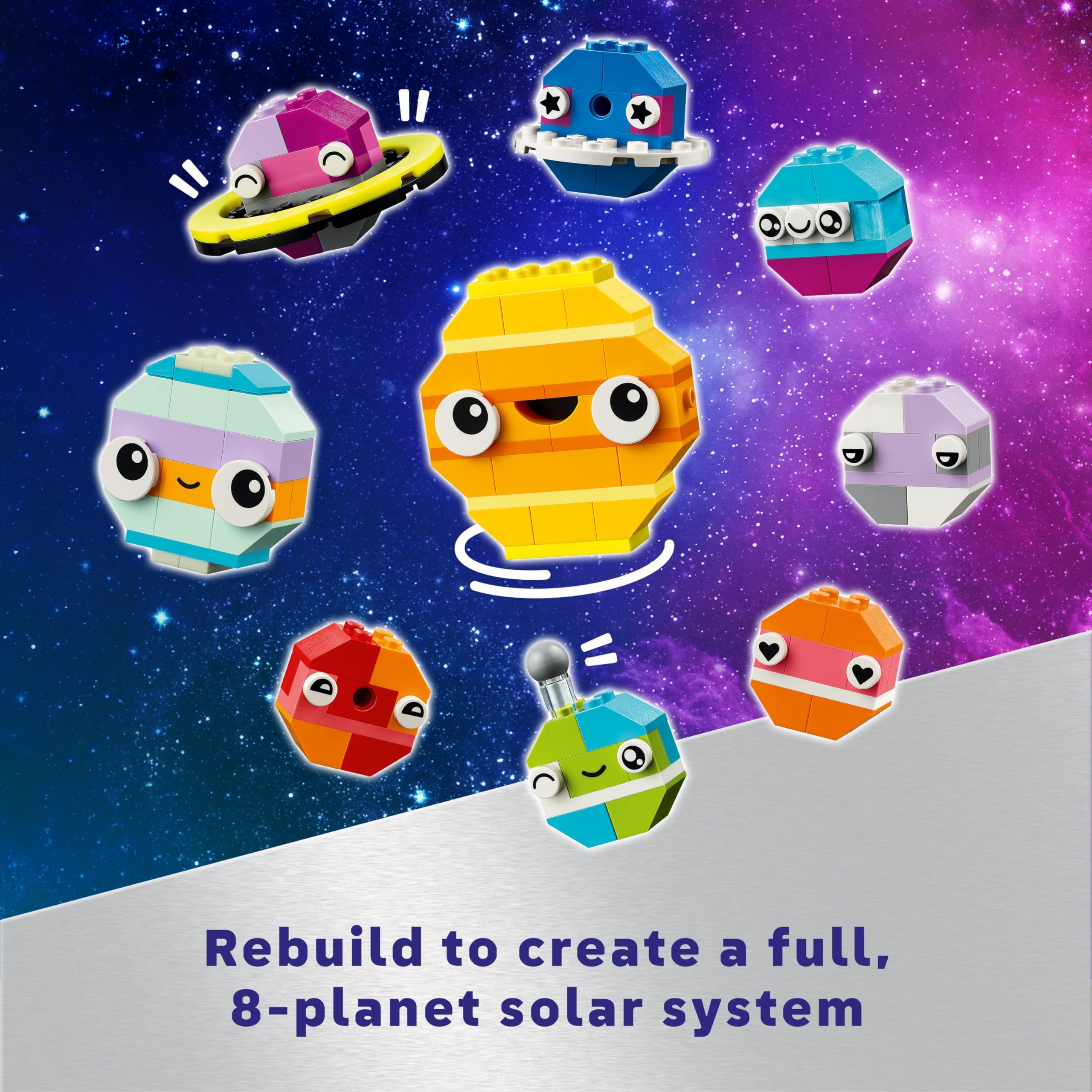 LEGO Classic Creative Space Planets Brick Box - Solar System Building Set for Kids 5+ 11