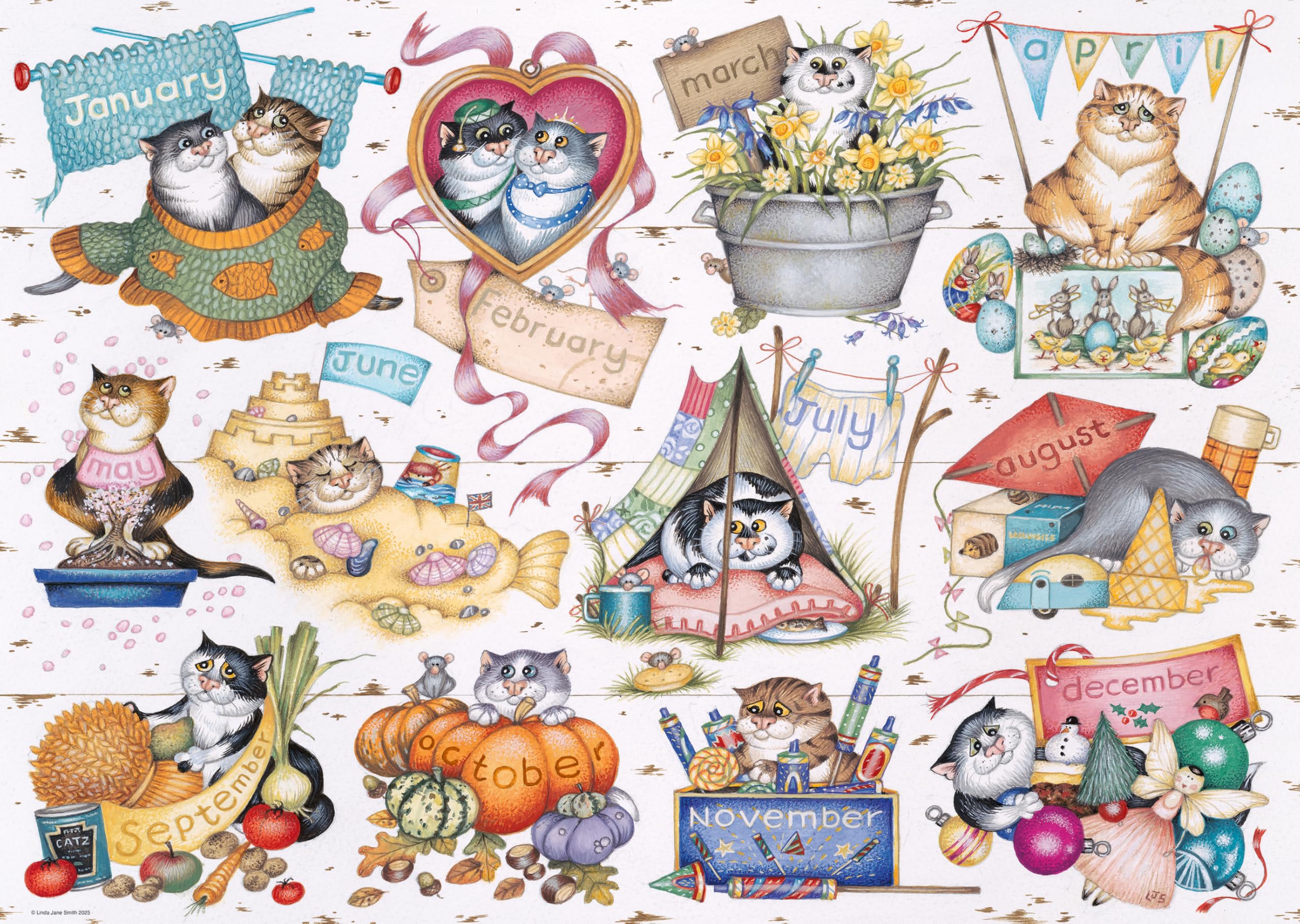 Ravensburger Crazy Cats A Cat’s Year - 1000 Piece Jigsaw Puzzle for Ages 10+