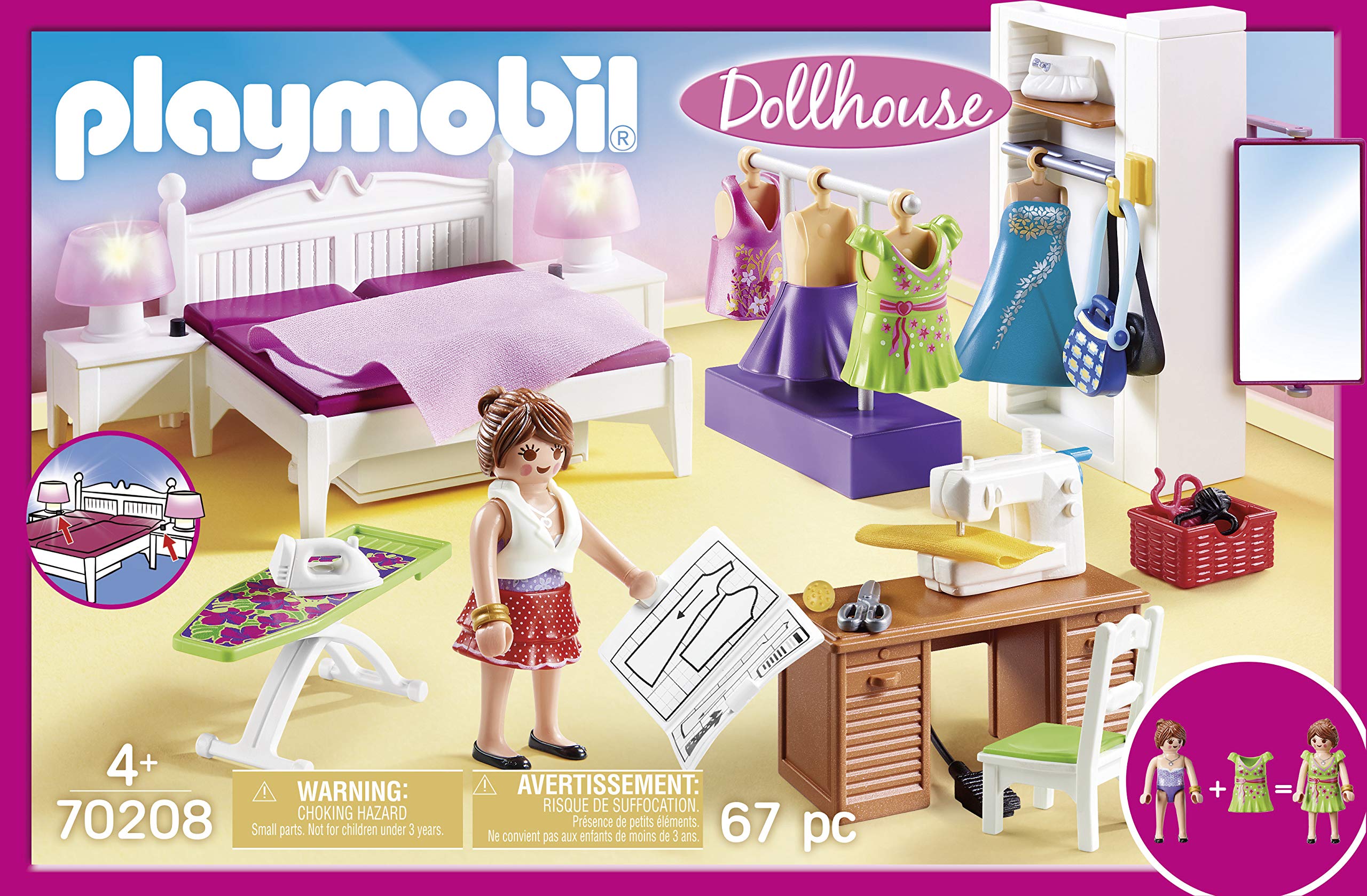 PLAYMOBIL 70208 Dollhouse Master Bedroom with Interchangeable Dresses and Lighting Effects - Playset for Kids 4+ 13