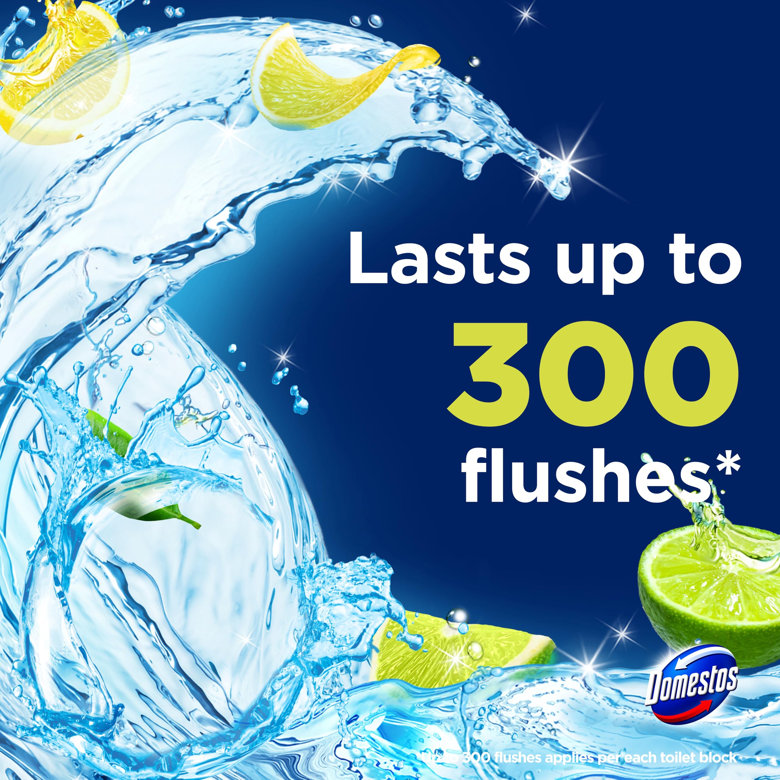 Domestos Power 5 Lime Toilet Rim Block - Long-Lasting Toilet Freshener for Up to 300 Flushes 5