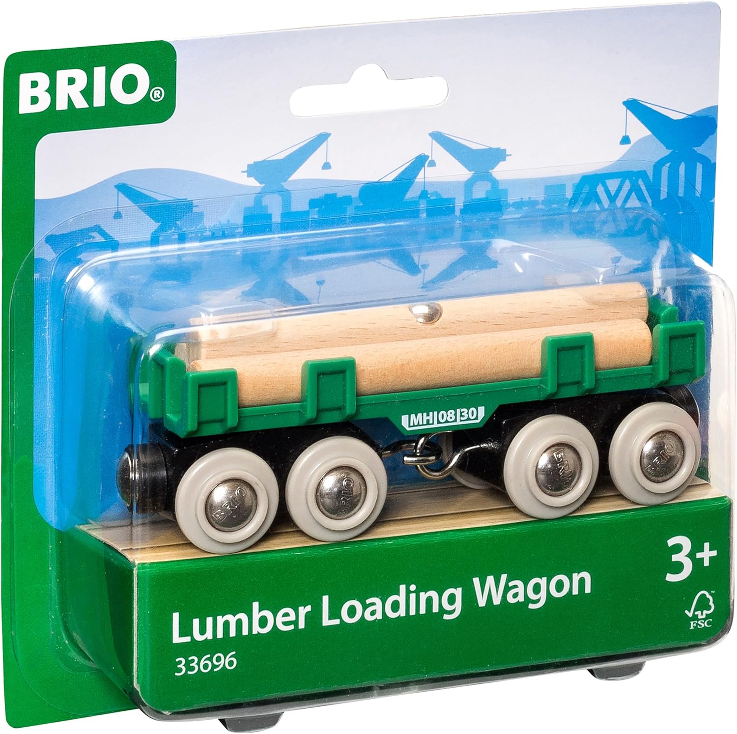 BRIO World Lumber Loading Wagon Train Set - Compatible with All BRIO Railway Sets, Age 3+ 4