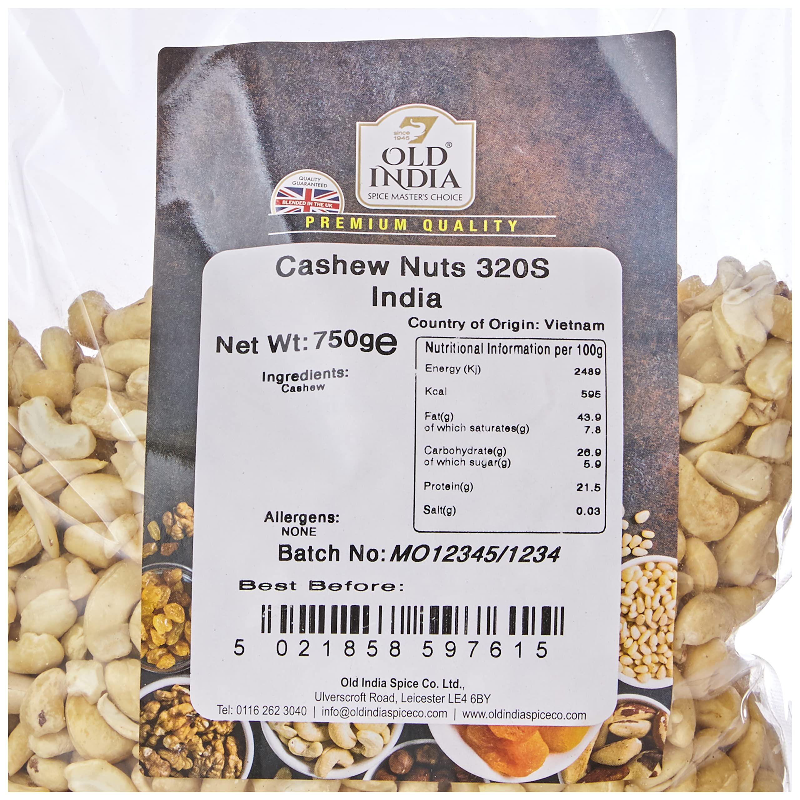 Old India Cashew Nuts 320S Whole Raw India 750g 6