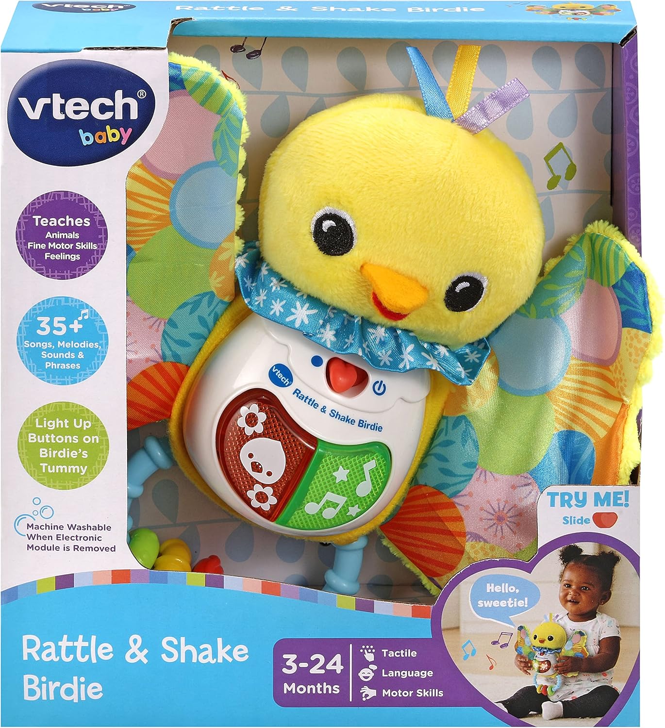 VTech Rattle & Shake Birdie - Interactive Sensory Toy with Music, Lights & Textures for 3-24 Months 6