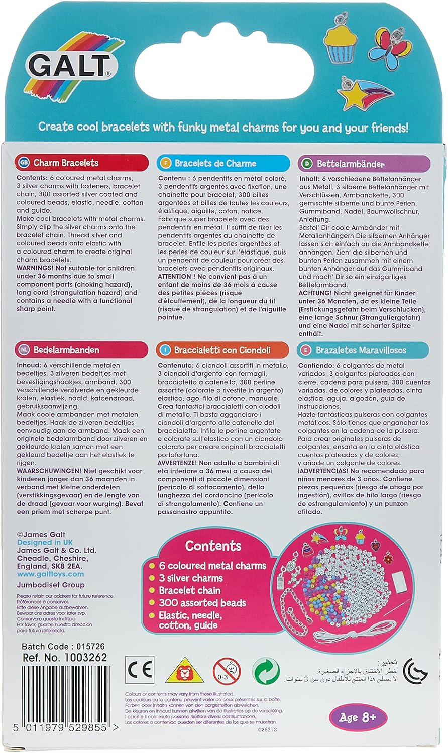 Galt Creative Cases Charm Bracelets Kids Craft Kit - Multi 6