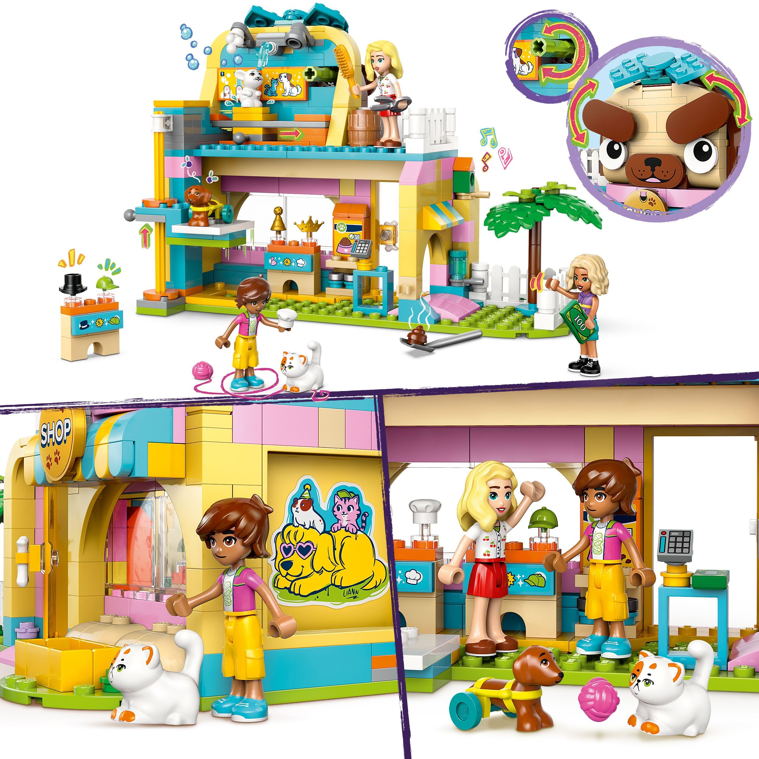 LEGO Friends Pet Accessories Shop Set - Animal Building Toy Playset with 2 Mini Dolls, 375 Pieces 7
