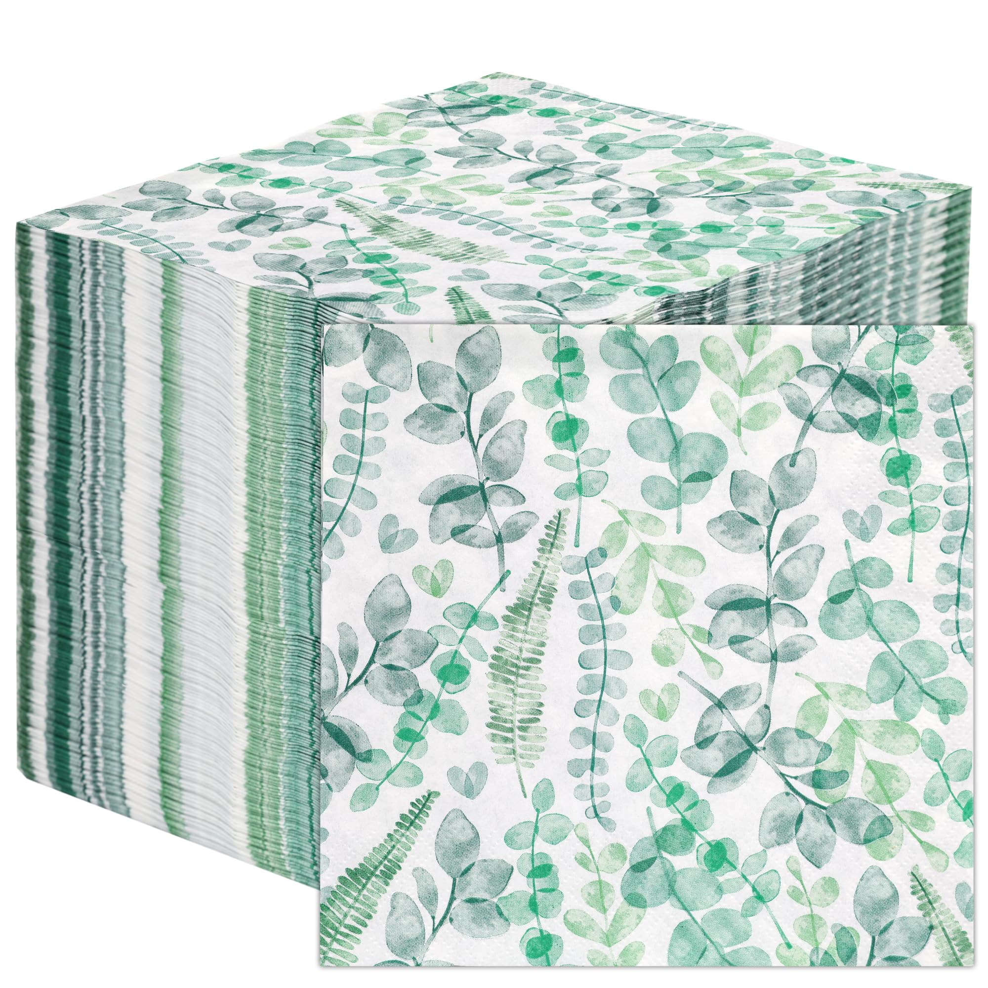 Talking Tables Green Leaves 2-Ply Soft Paper Napkins 100-Pack Eco-Friendly Compostable Disposable 33cm