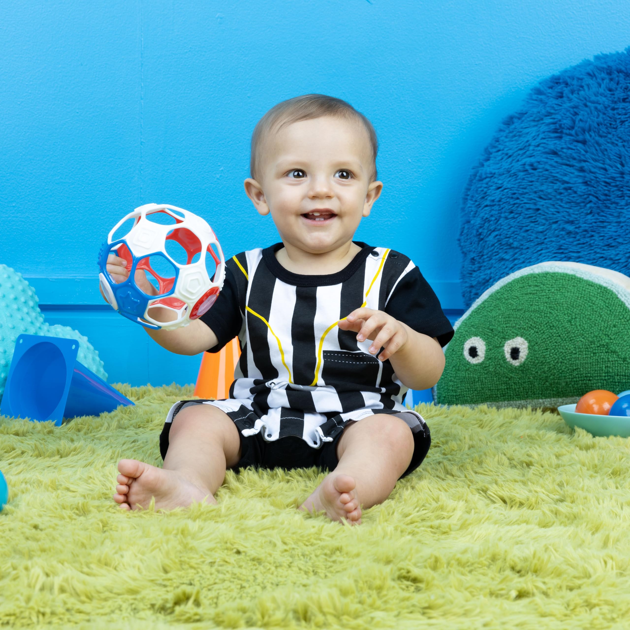 Bright Starts Oball Grippin' Goals Rattle Football - Easy-Grasp Toy for Newborn & Up 6