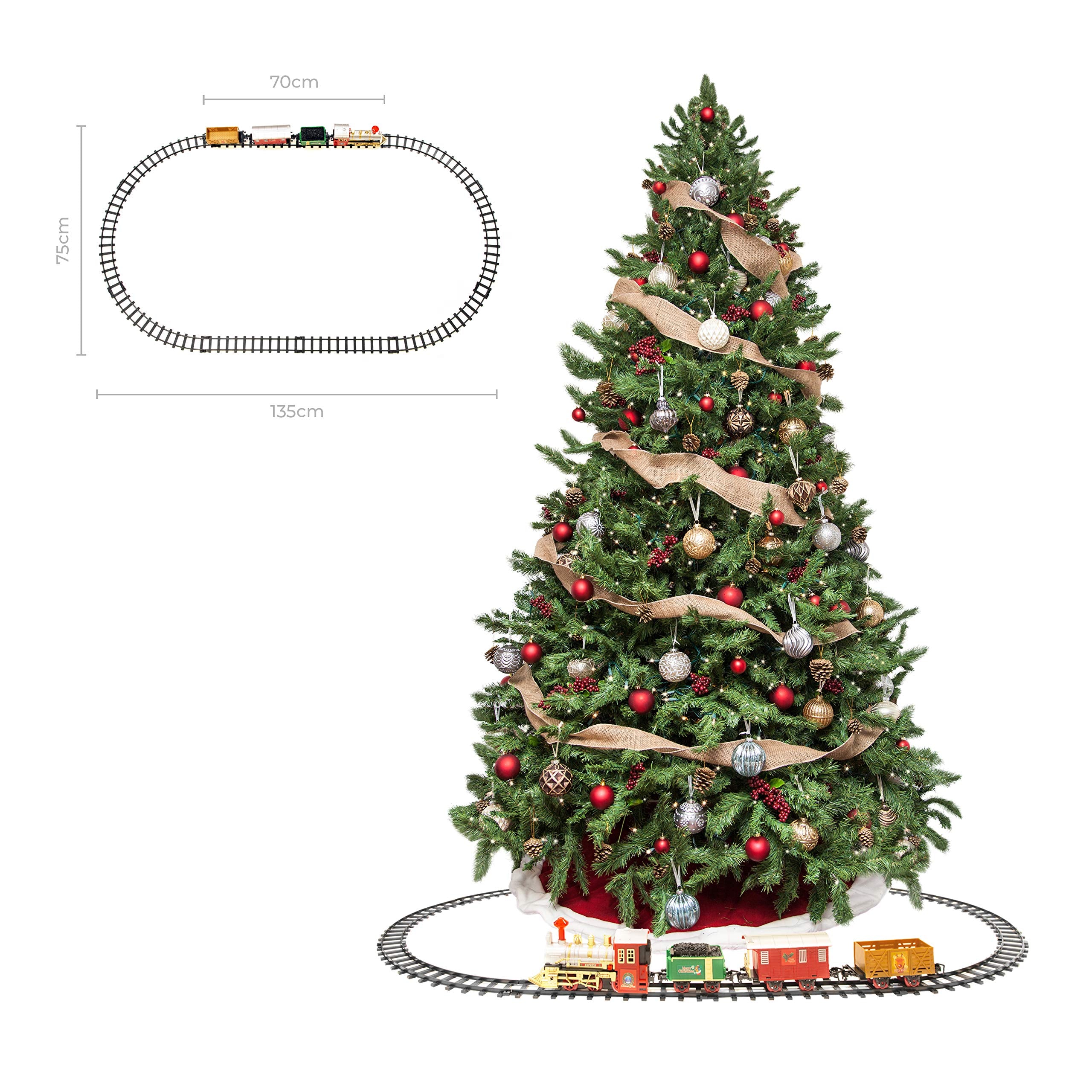 The Christmas Workshop Christmas Train Set - 14-Piece Festive Playset with Lights & Sounds 8