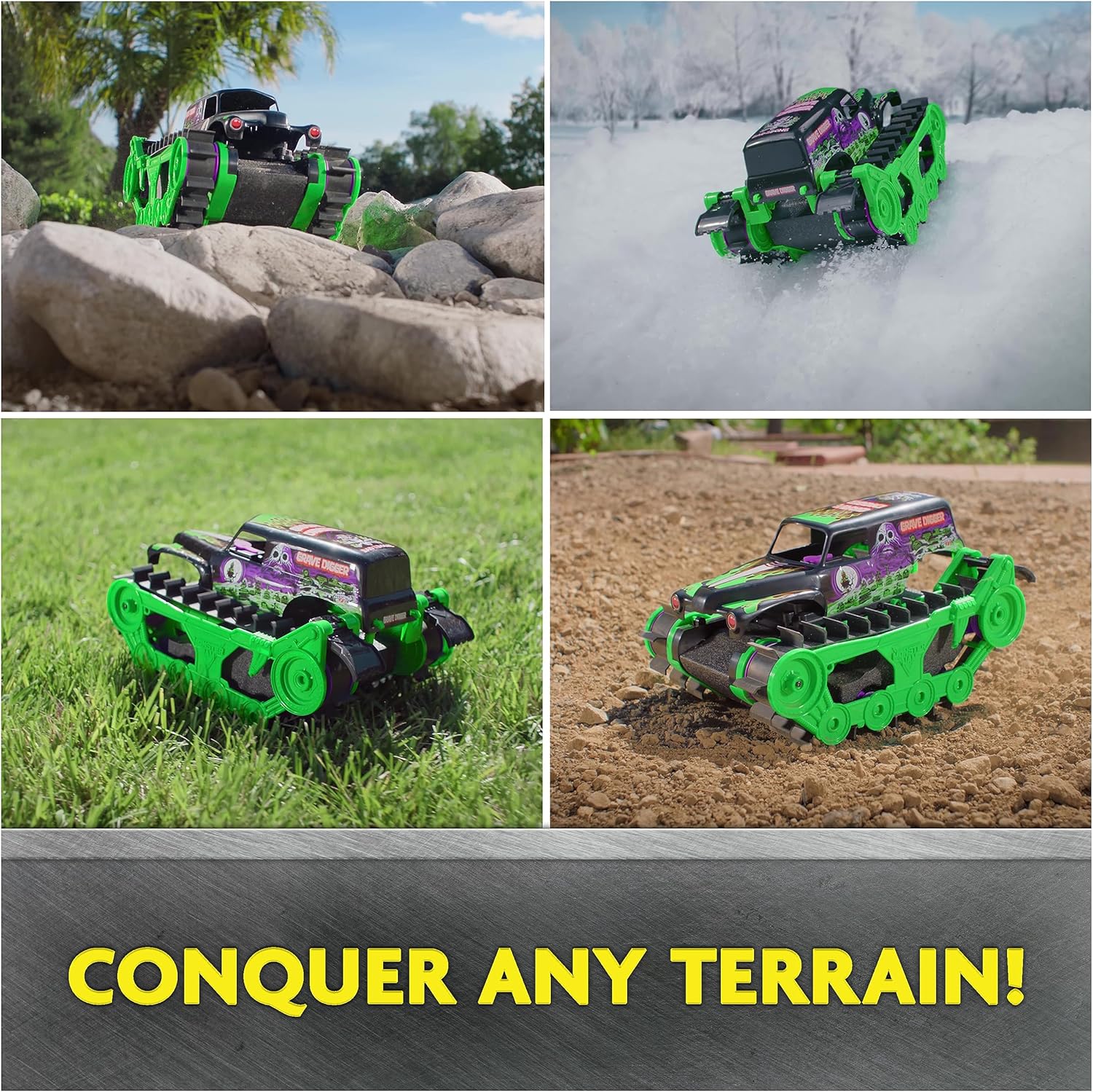 Monster Jam Grave Digger Trax - All-Terrain RC Vehicle for Kids 4+ 6