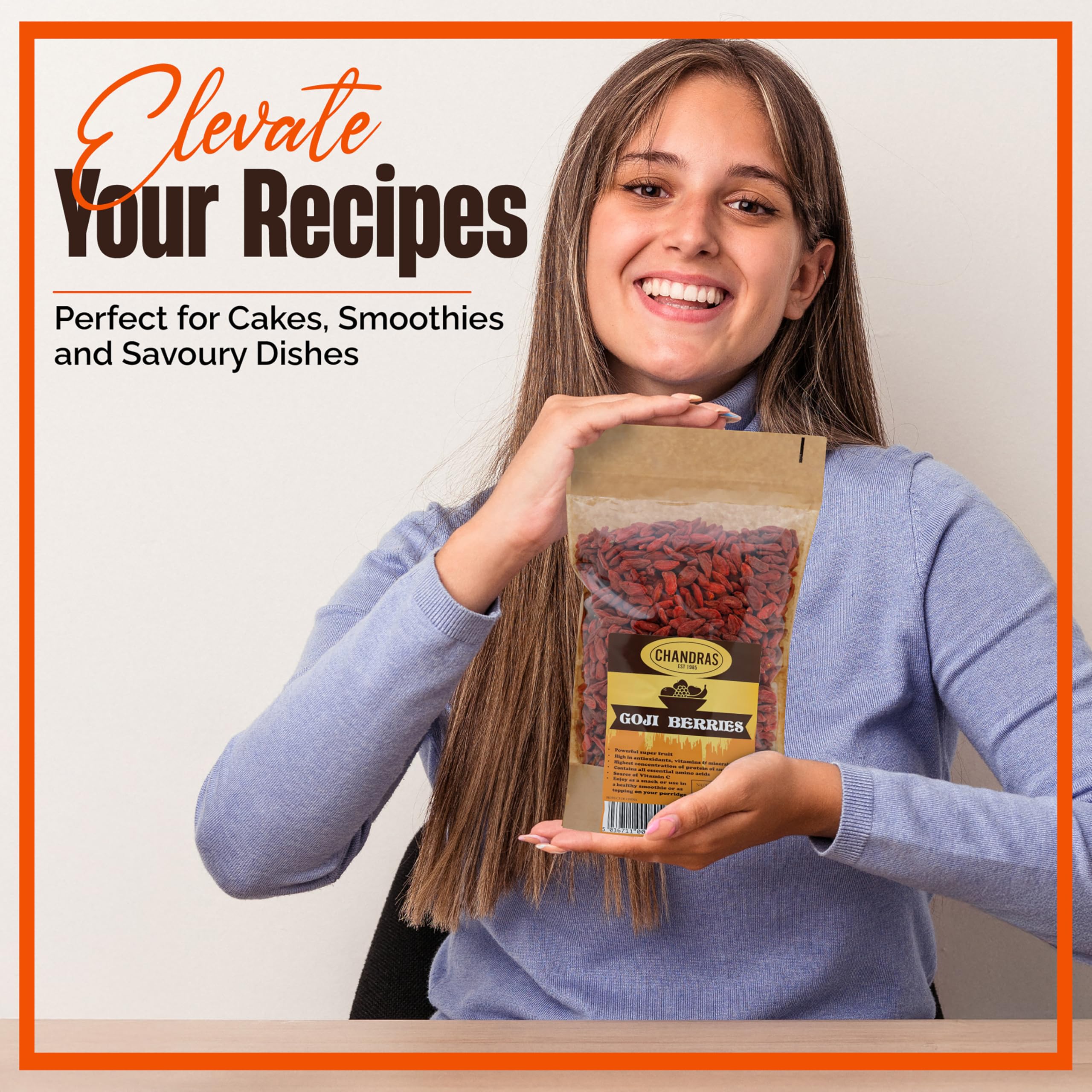 Chandra Whole Foods - Goji Berries 1KG - 100% Pure Dried Superfruit 8