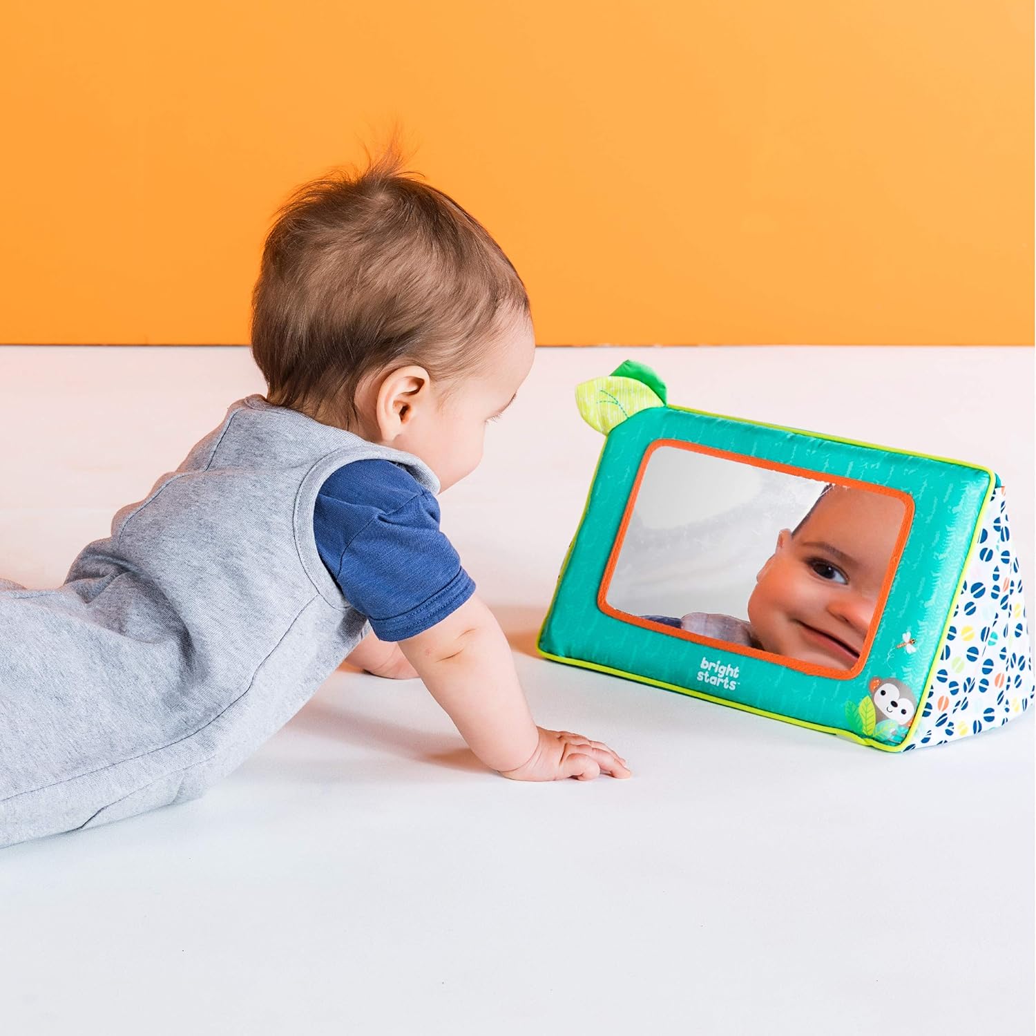 Bright Starts Sit and See Safari Floor Mirror - Crinkly Fabric & Foldable Design for Tummy Time 8