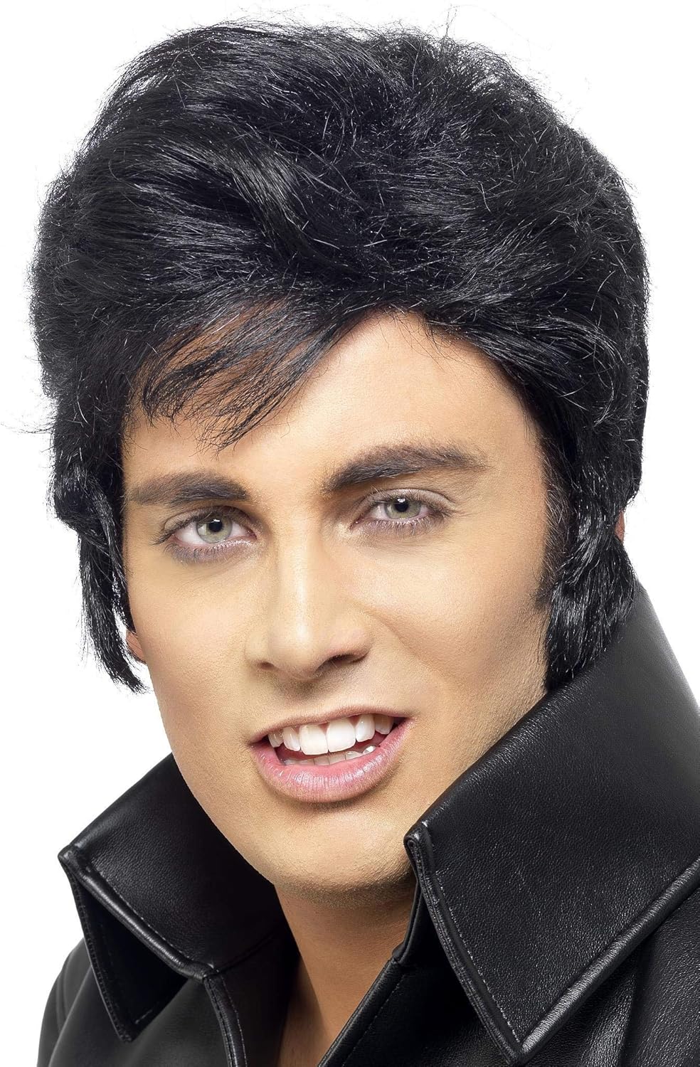 Smiffys Elvis Wig - Black with High Quiff and Sideburns
